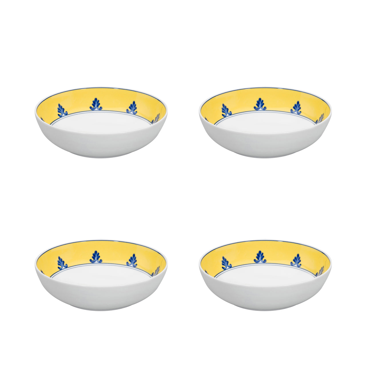  Vista Alegre Castelo Branco Cereal Bowls Set of 4 - Blue/White/Yellow - Bonton