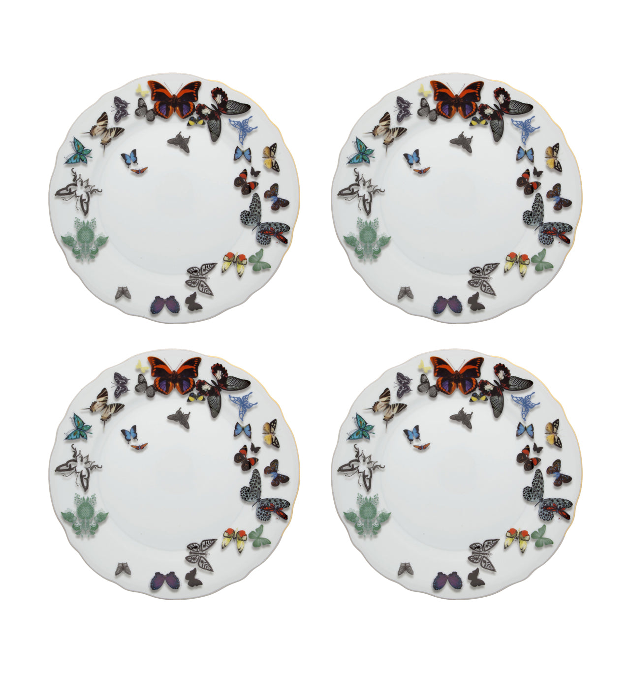  Christian Lacroix by Vista Alegre Butterfly Parade Dinner Plates Set of 4 - Multi - Bonton