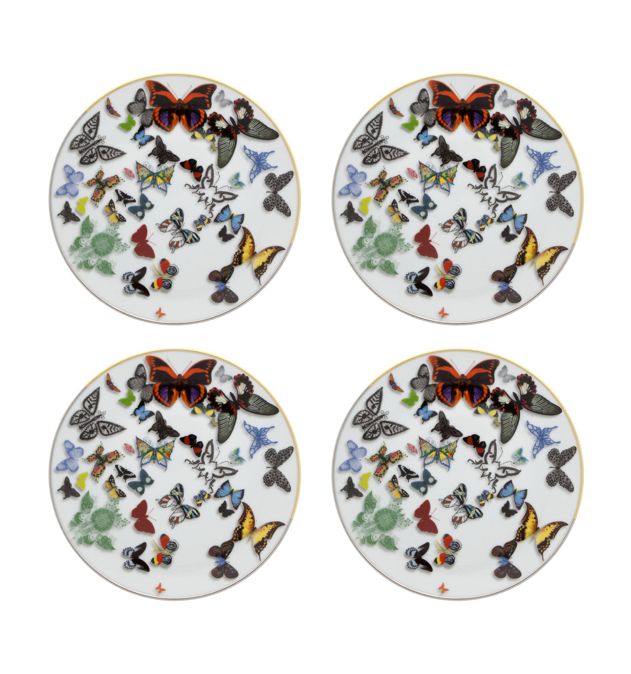  Christian Lacroix by Vista Alegre Butterfly Parade Dessert Plates Set of 4 - Multi - Bonton