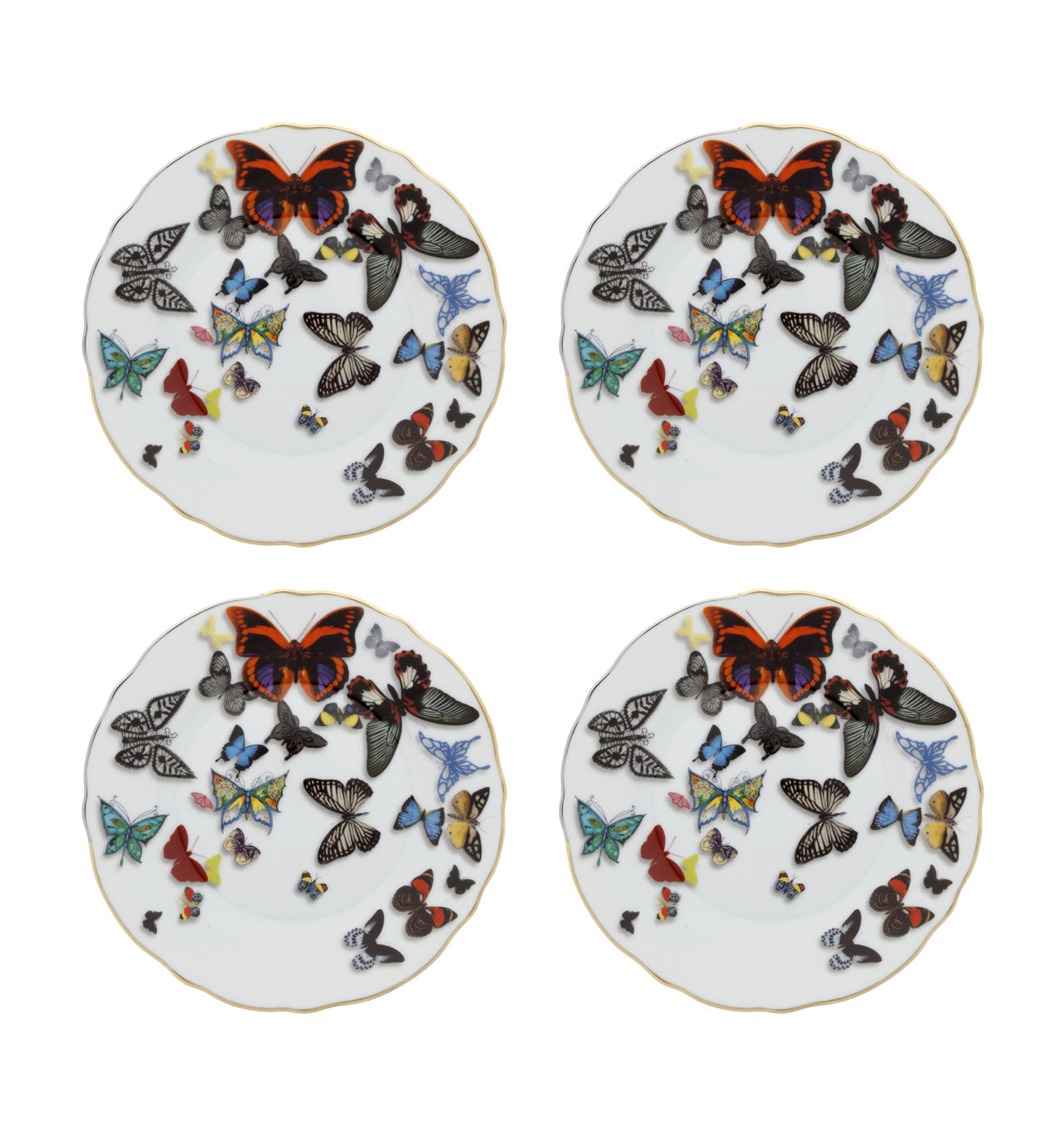  Christian Lacroix by Vista Alegre Butterfly Parade Bread & Butter Plates Set of 4 - Multi - Bonton