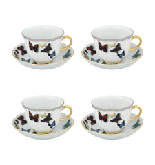 Butterfly Parade Tea Cups & Saucers Set of 4