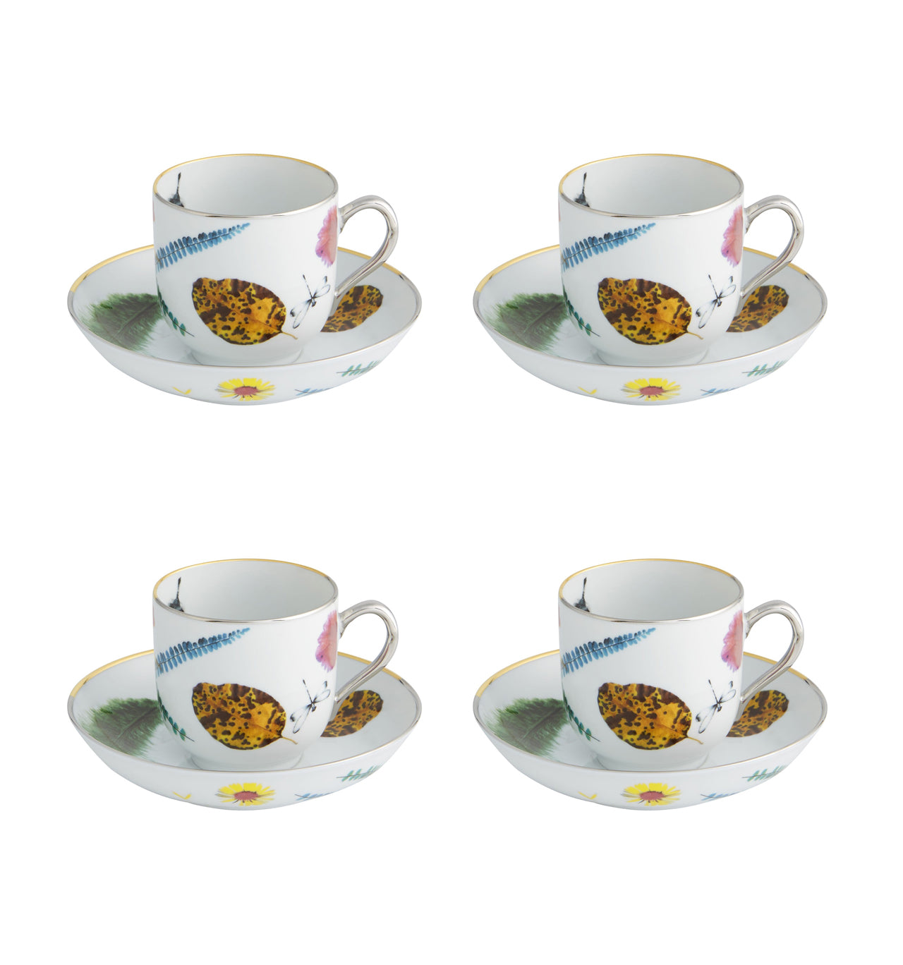  Christian Lacroix by Vista Alegre Caribe Tea Cups & Saucers Set of 4 - Multi - Bonton