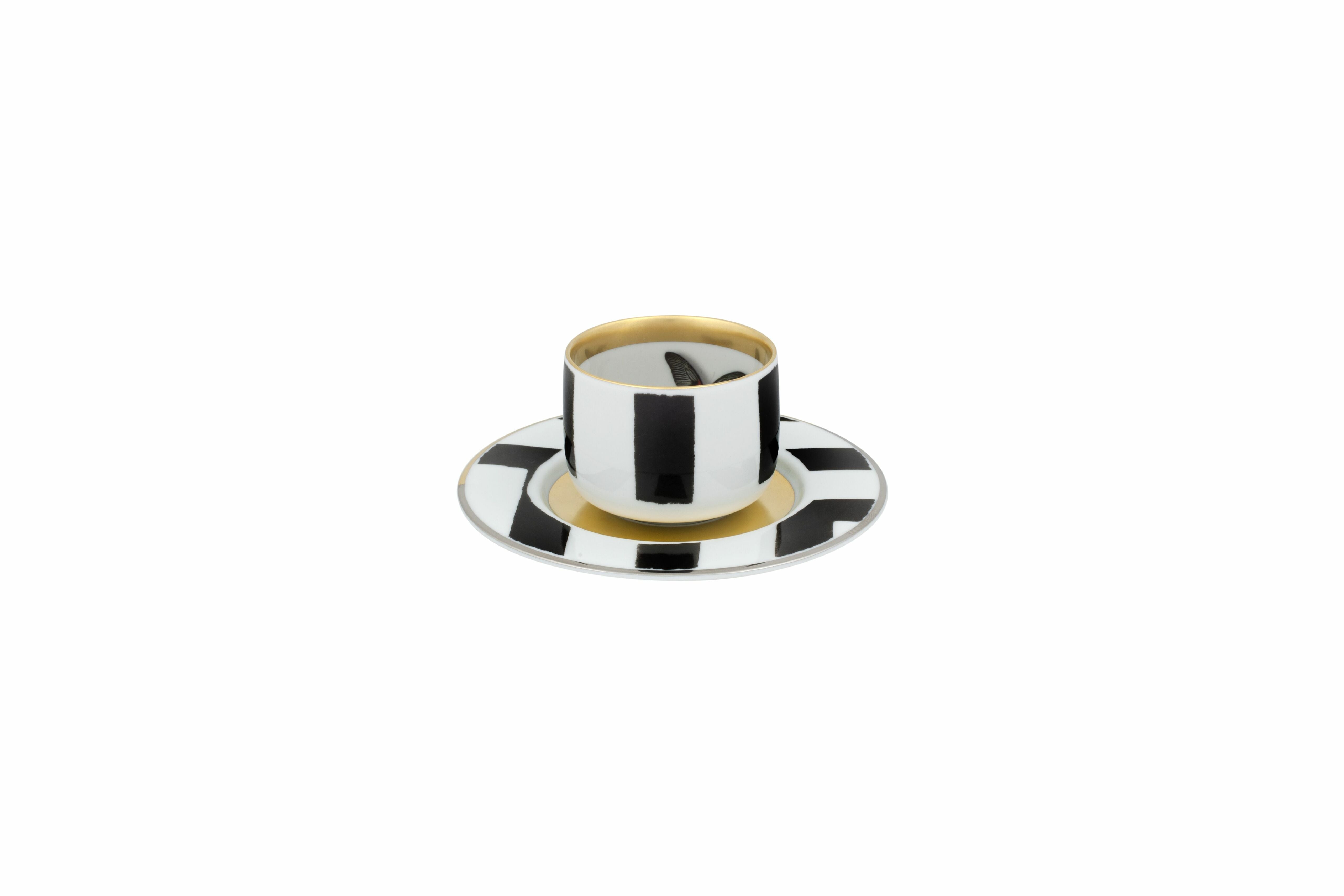  Christian Lacroix by Vista Alegre Sol Y Sombra Coffee Cups & Saucers Set of 4 - Black/White - Bonton