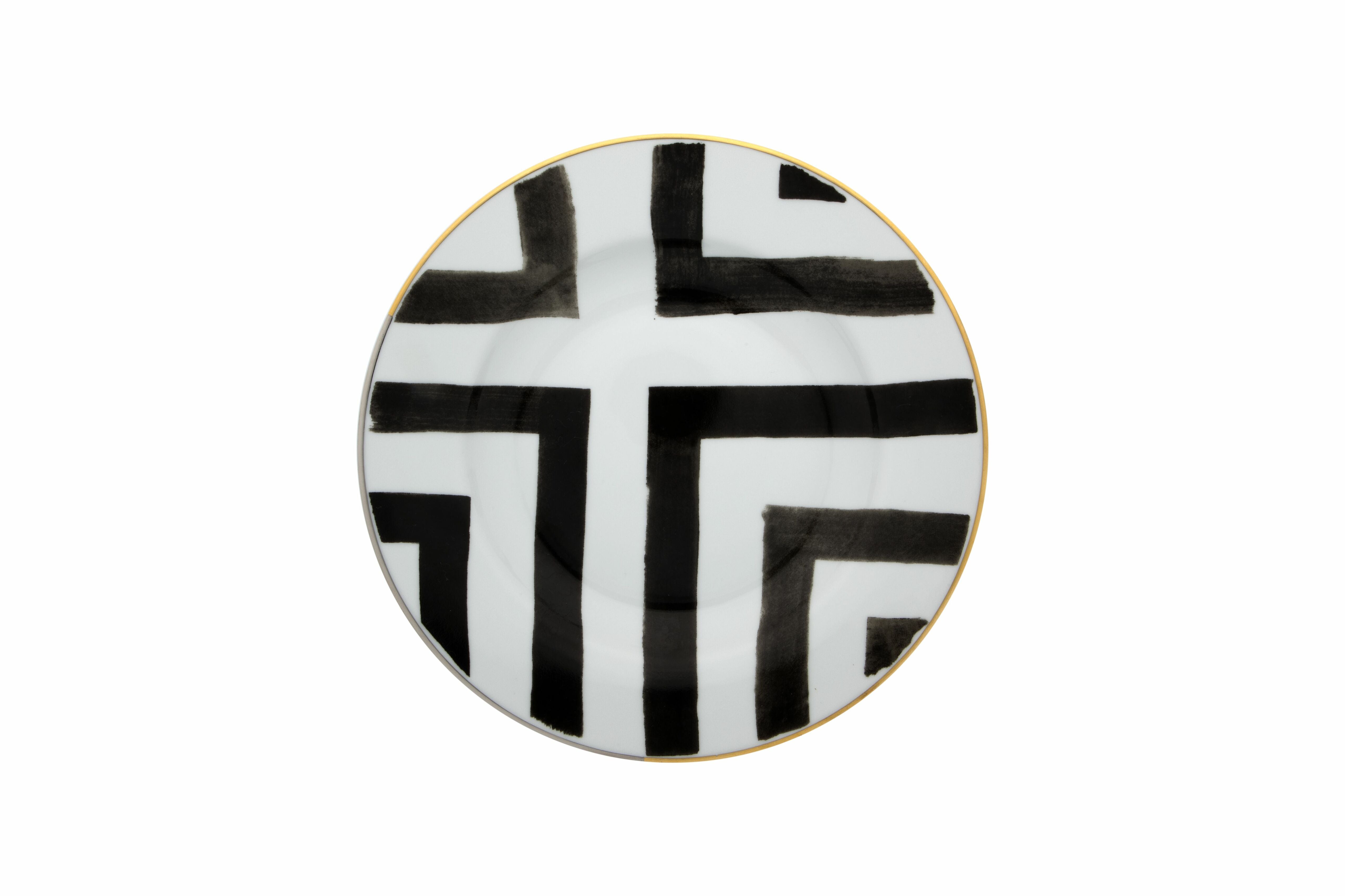  Christian Lacroix by Vista Alegre Sol Y Sombra Soup Plates Set of 4 - Black/White - Bonton