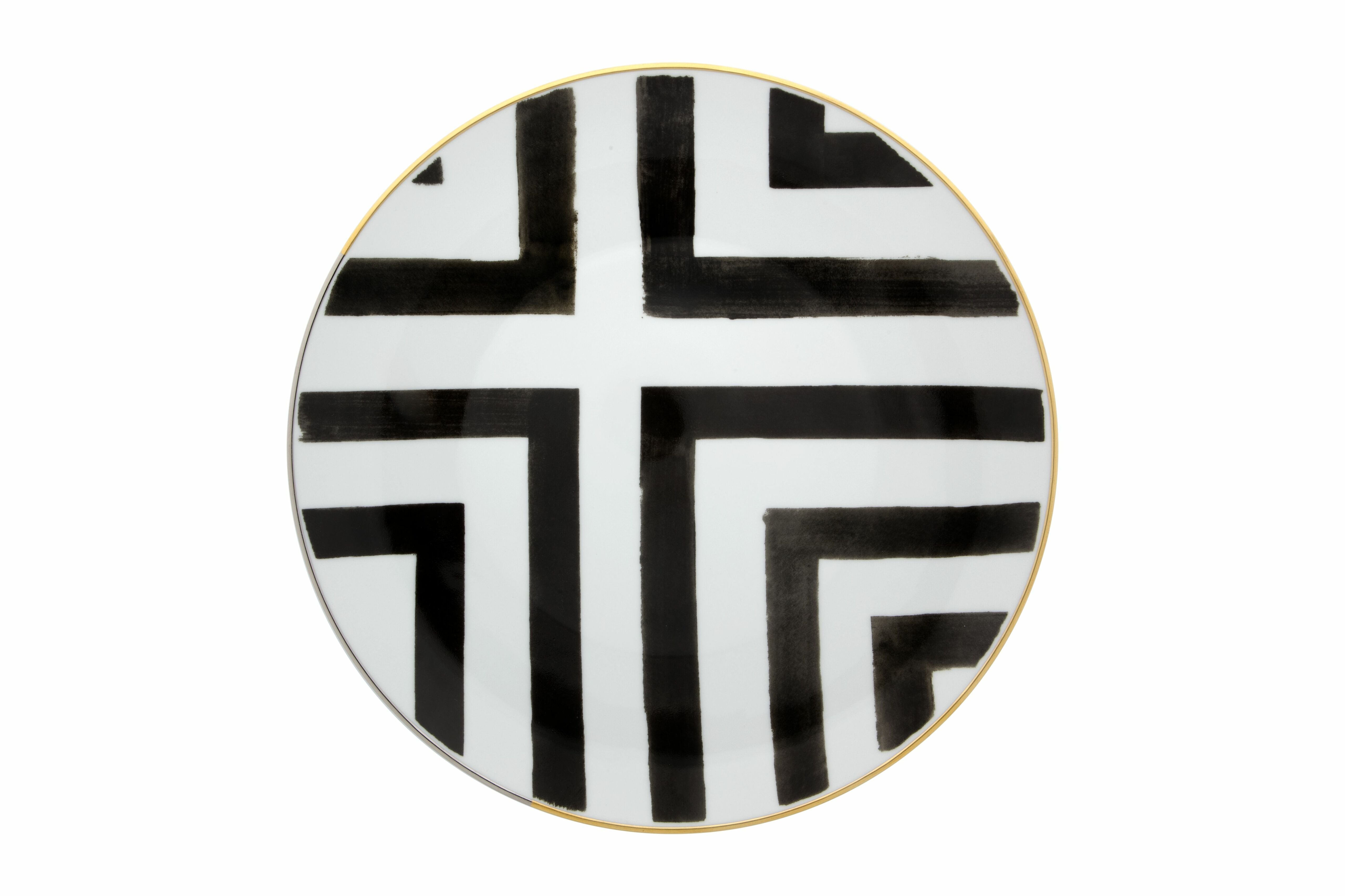  Christian Lacroix by Vista Alegre Sol Y Sombra Dinner Plates Set of 4 - Black/White - Bonton