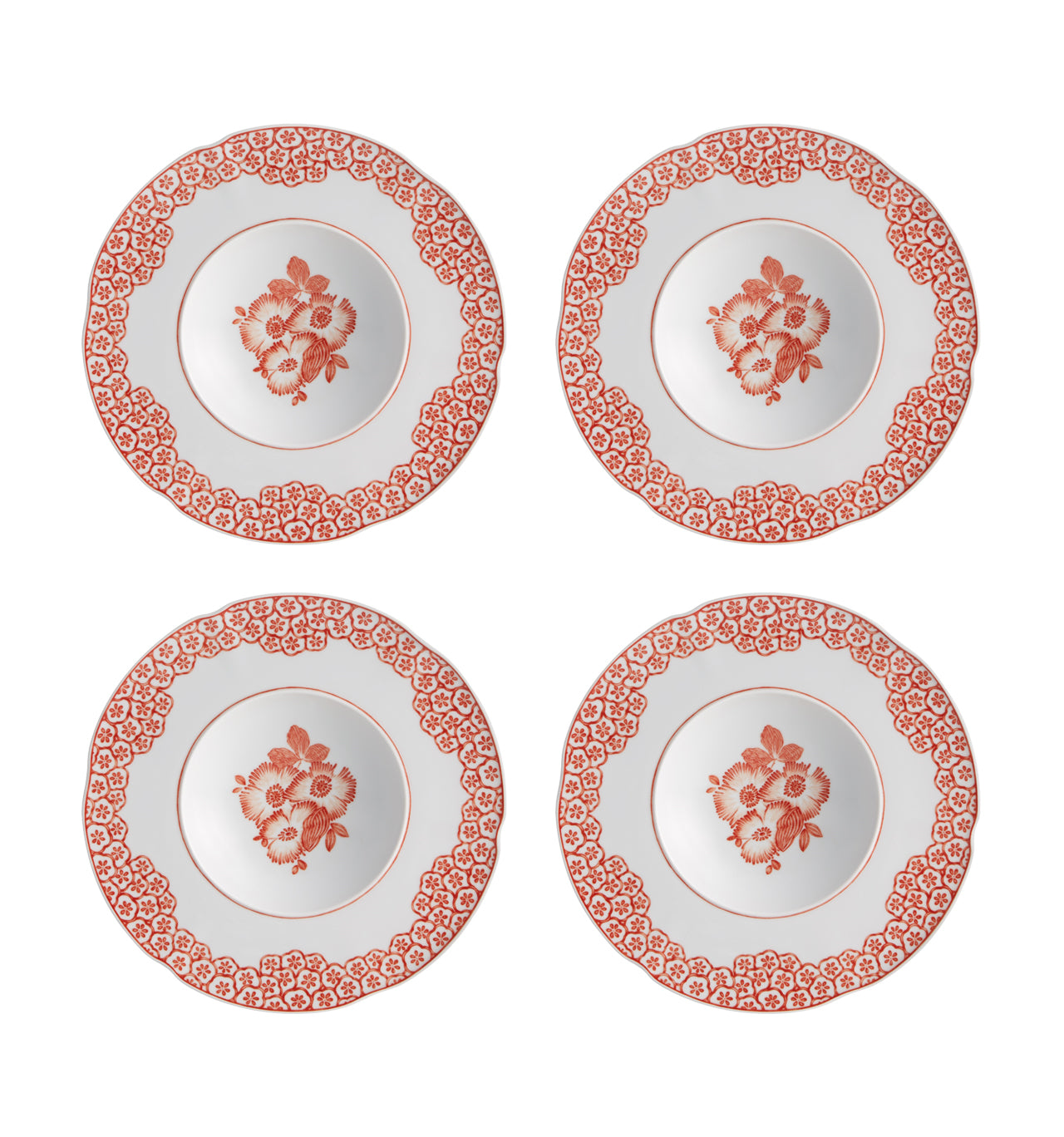  Vista Alegre Coralina Soup Plates Set of 4 - White/Orange - Bonton