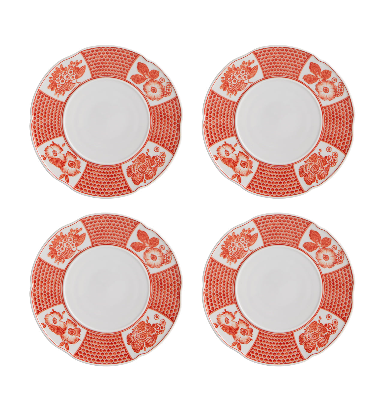  Vista Alegre Coralina Bread & Butter Plates Set of 4 - White/Orange - Bonton