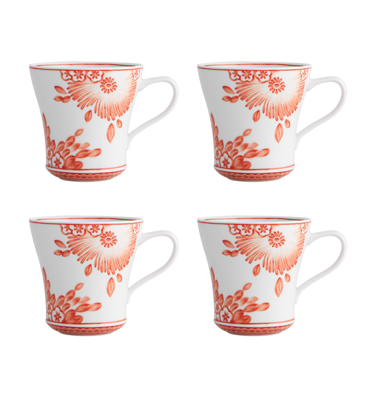  Vista Alegre Coralina Mugs Set of 4 - White/Orange - Bonton