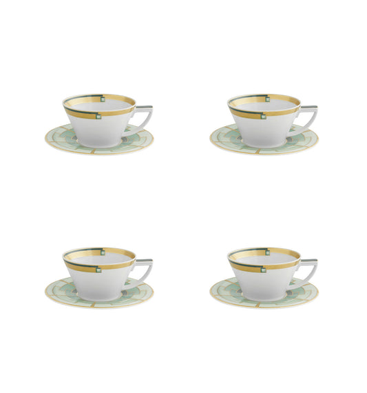 Emerald Tea Cups & Saucers Set of 4