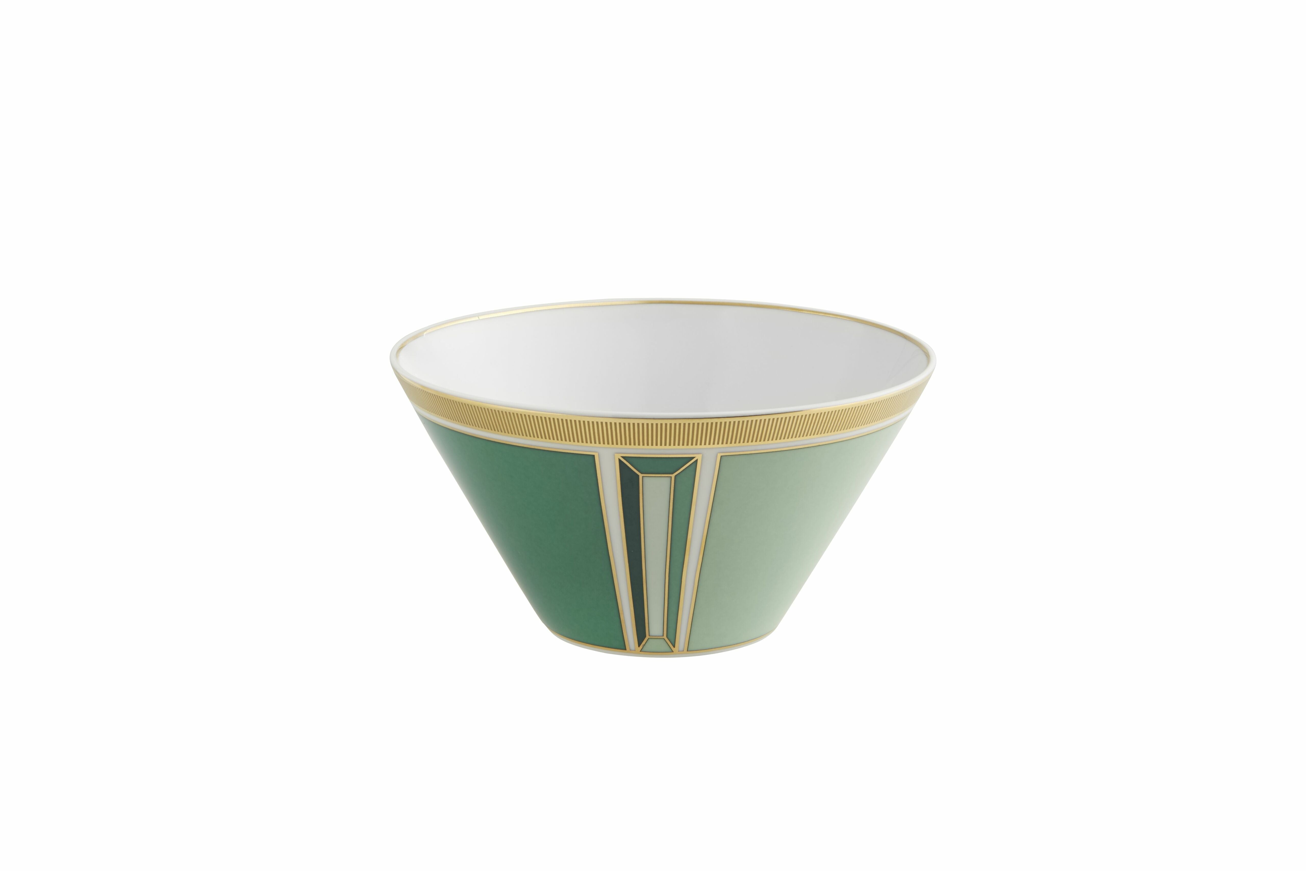  Vista Alegre Emerald Cereal Bowls Set of 4 - White/Green - Bonton