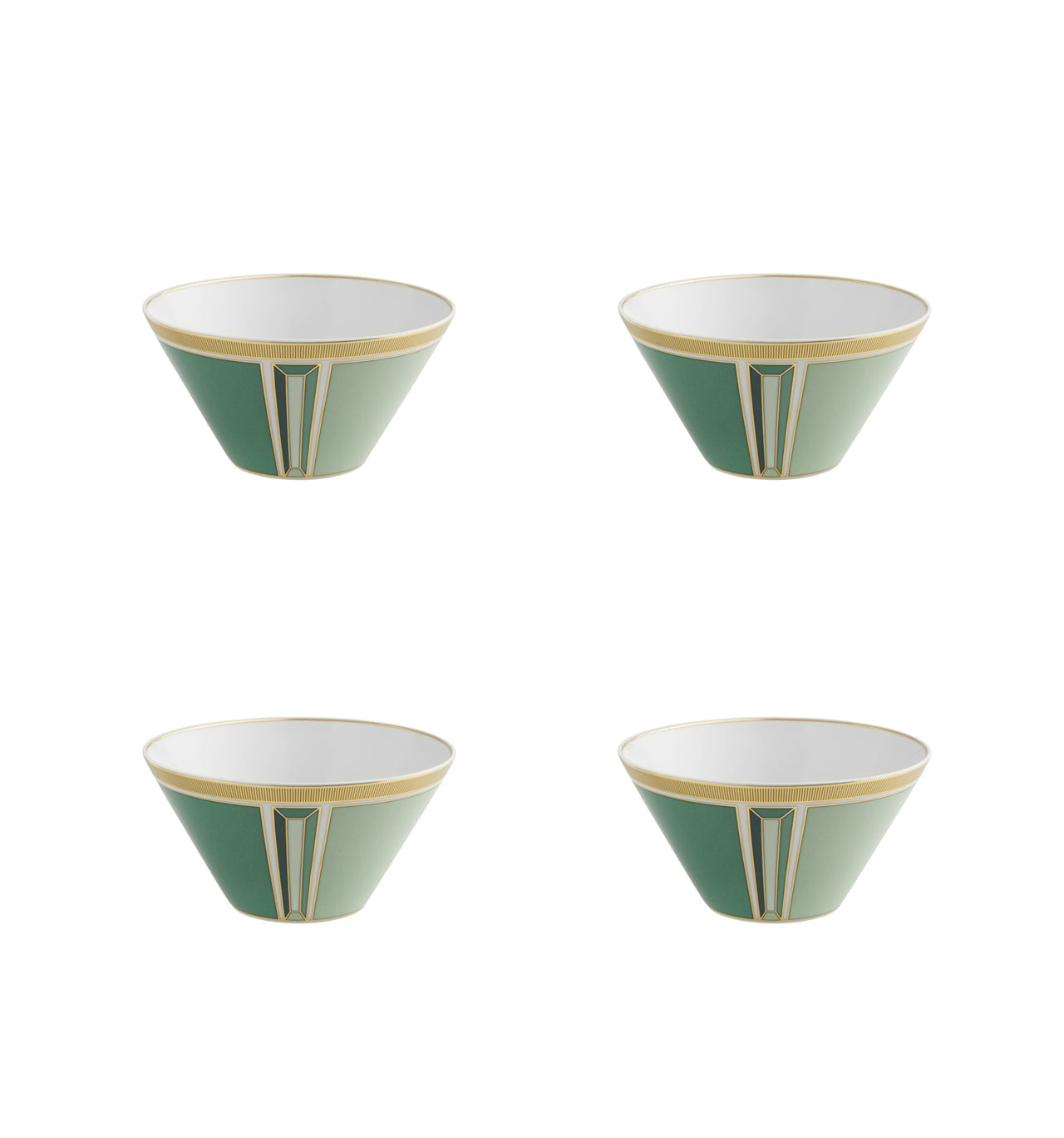  Vista Alegre Emerald Cereal Bowls Set of 4 - White/Green - Bonton