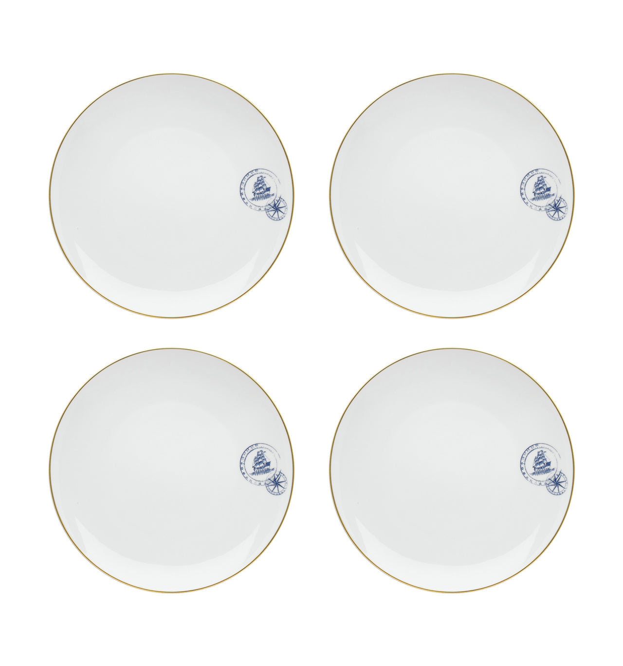  Vista Alegre Transatlantica Dinner Plates Set of 4 - Blue/White - Bonton