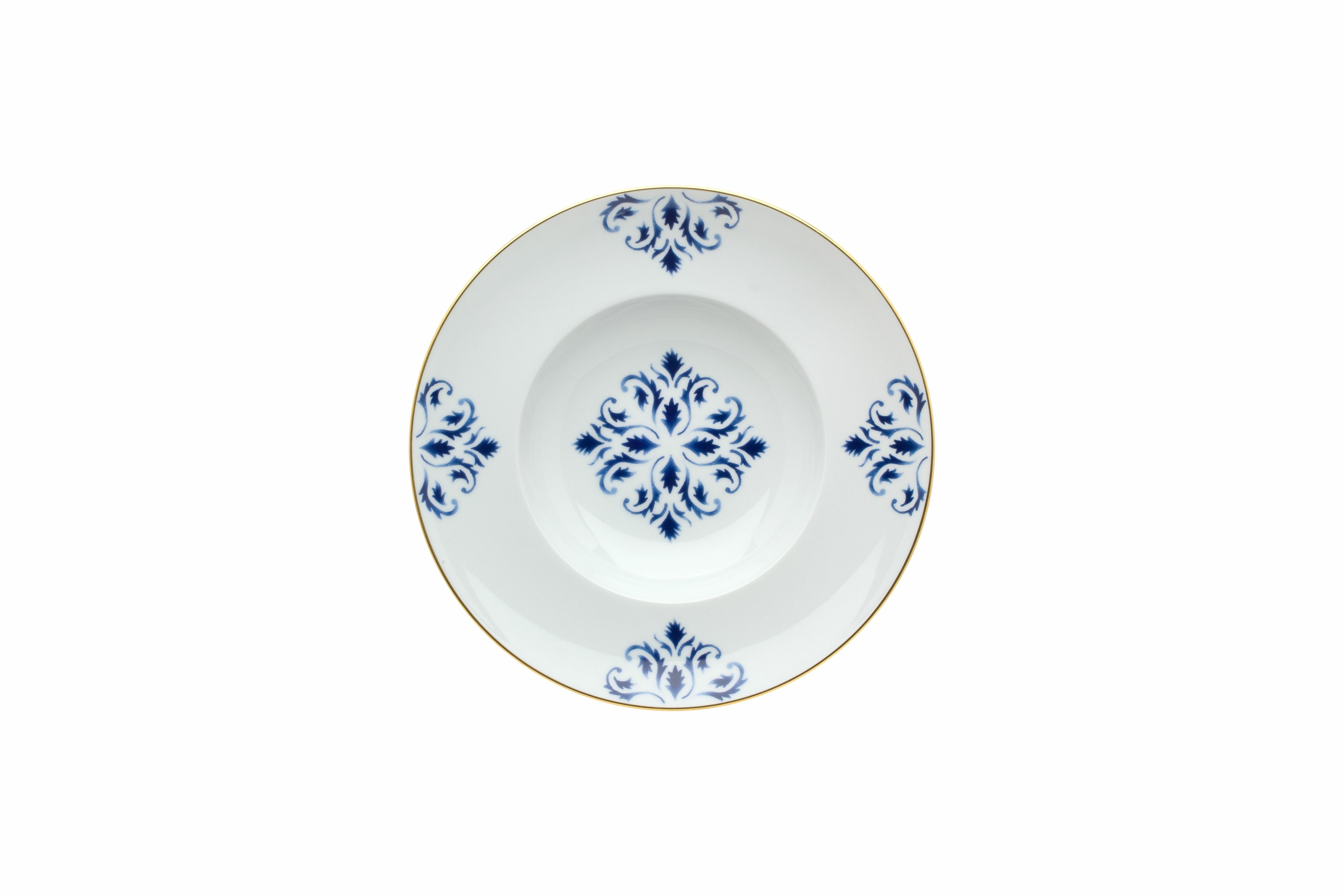  Vista Alegre Transatlantica Soup Plates Set of 4 - Blue/White - Bonton