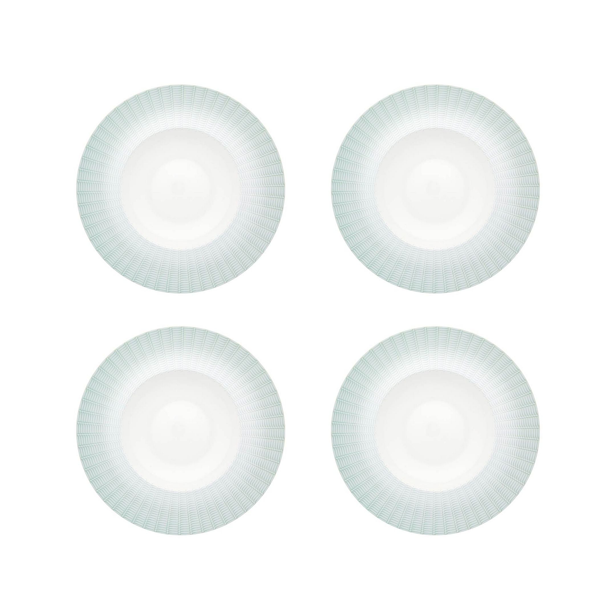  Vista Alegre Venezia Soup Plates Set of 4 - Aqua/White - Bonton