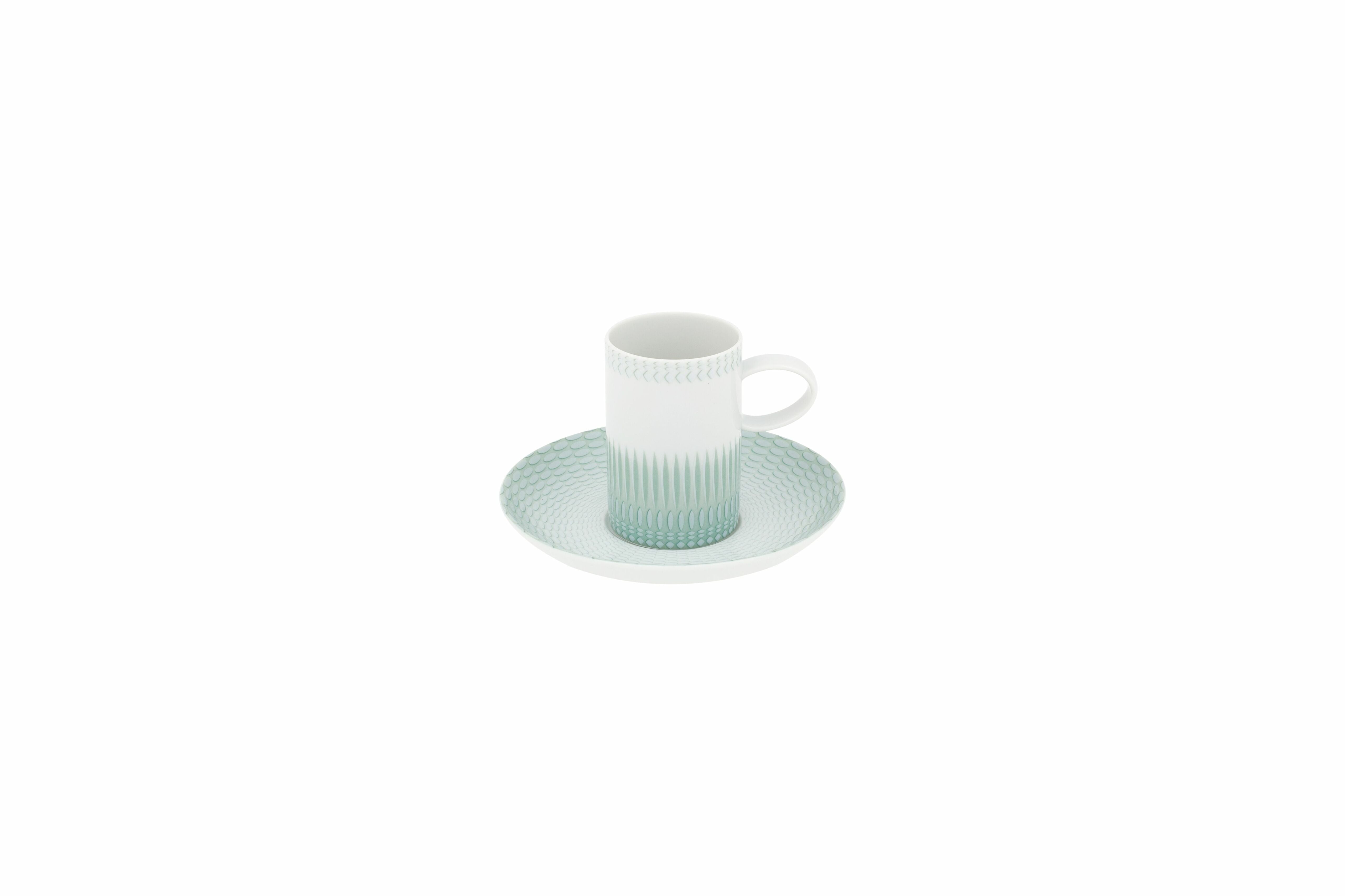  Vista Alegre Venezia Coffee Cups & Saucers Set of 4 - Aqua/White - Bonton