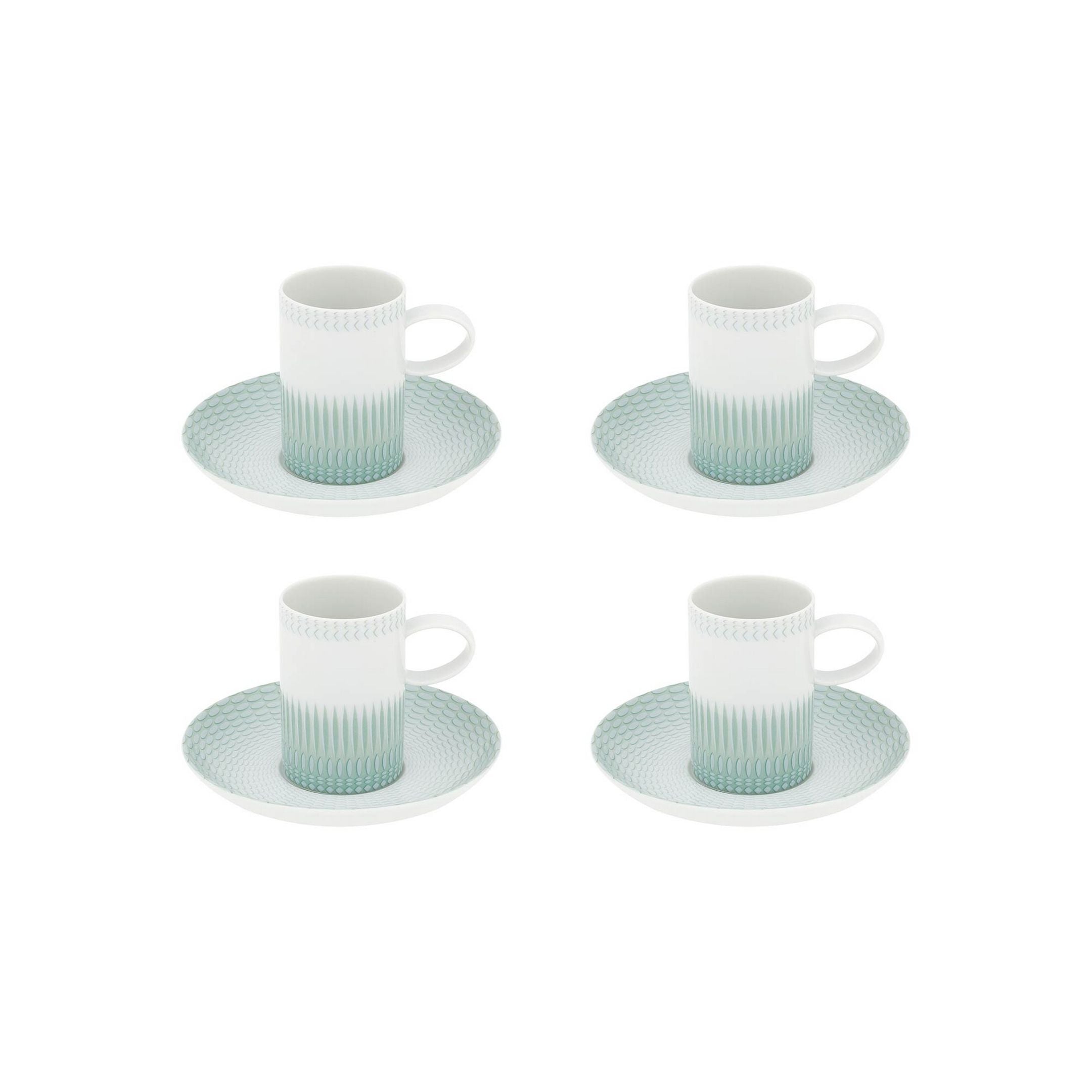  Vista Alegre Venezia Coffee Cups & Saucers Set of 4 - Aqua/White - Bonton