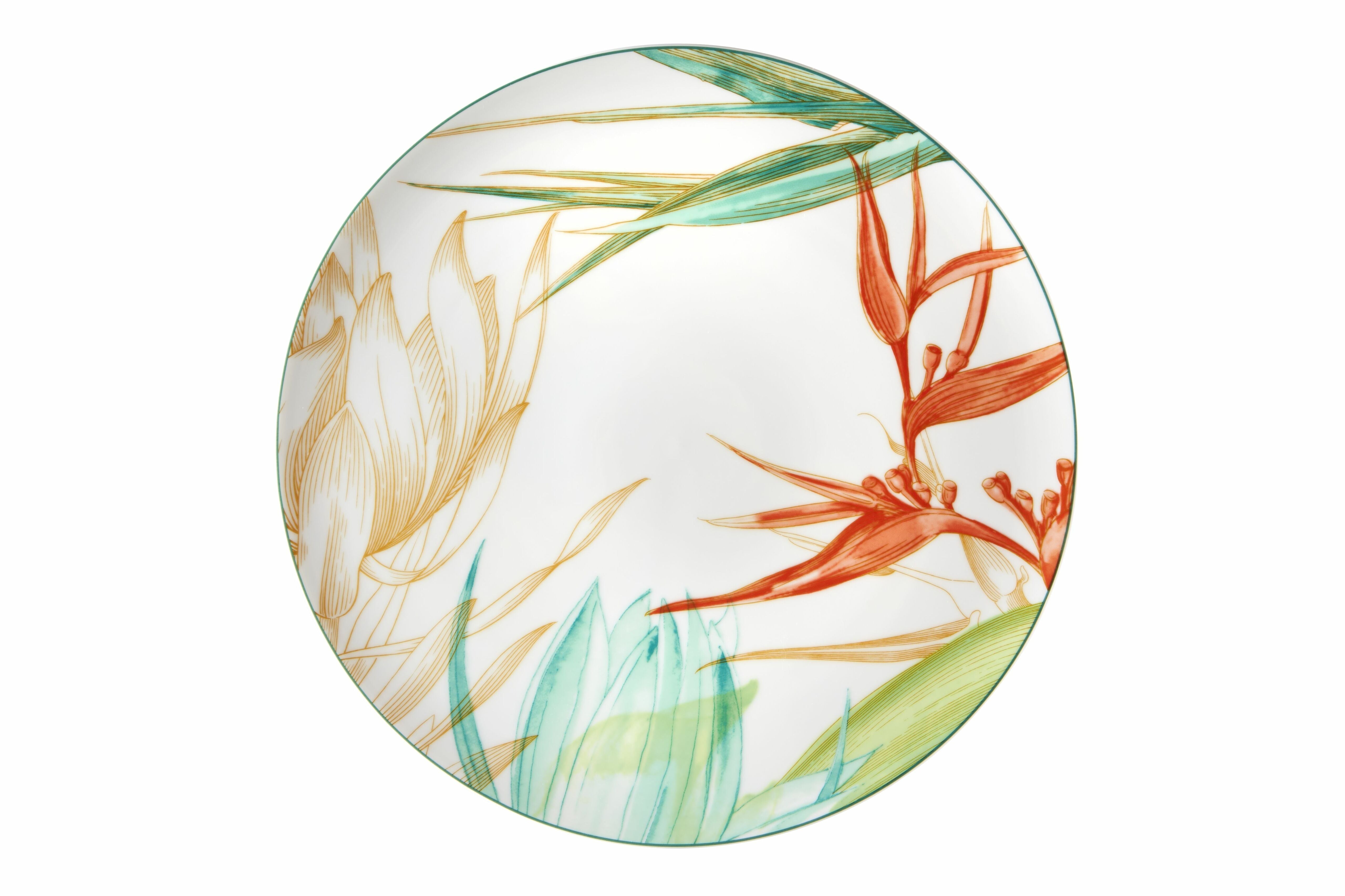  Vista Alegre Fiji Charger Plates Set of 4 - Aqua/Orange/White - Bonton