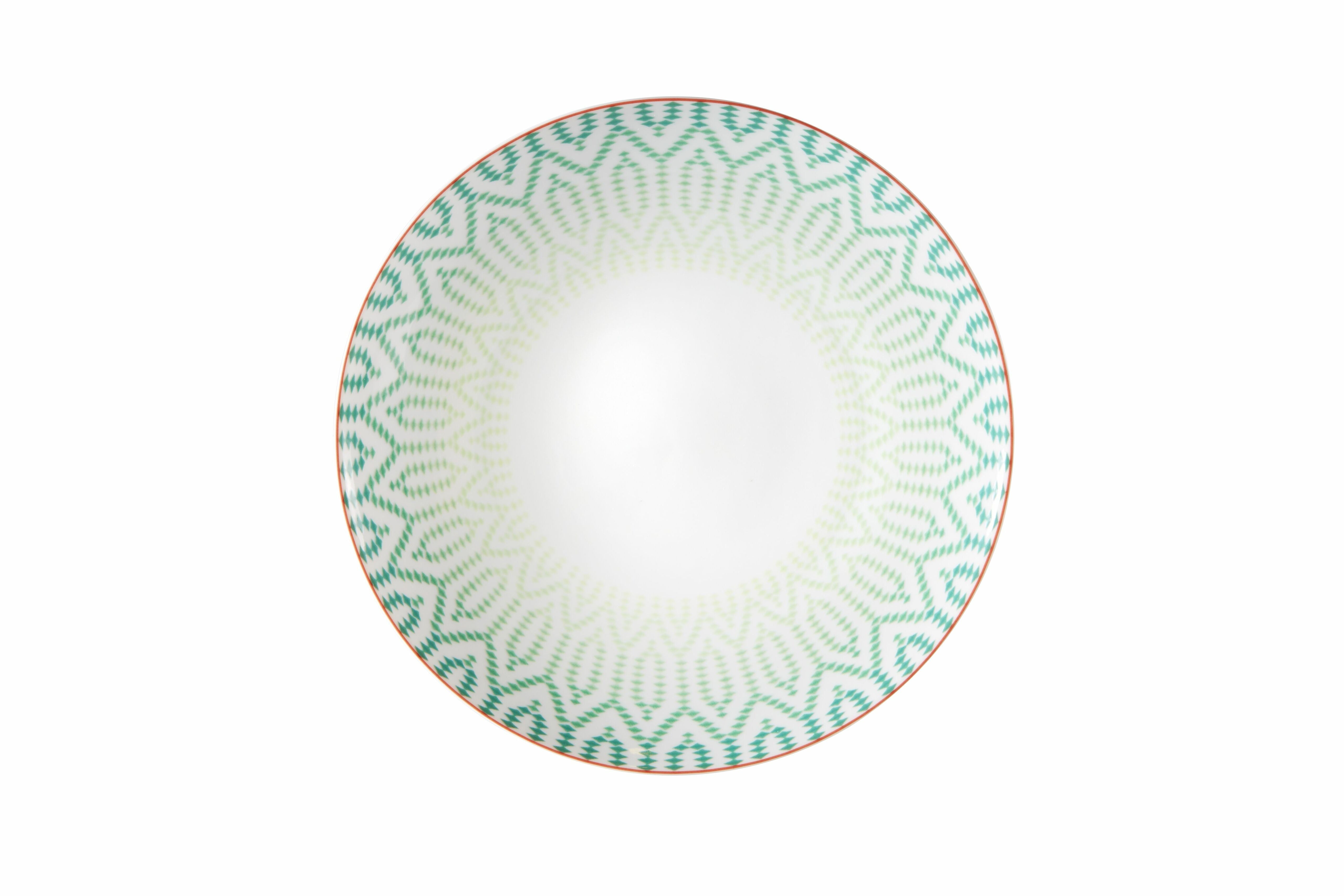  Vista Alegre Fiji Dinner Plates Set of 4 - Aqua/Orange/White - Bonton