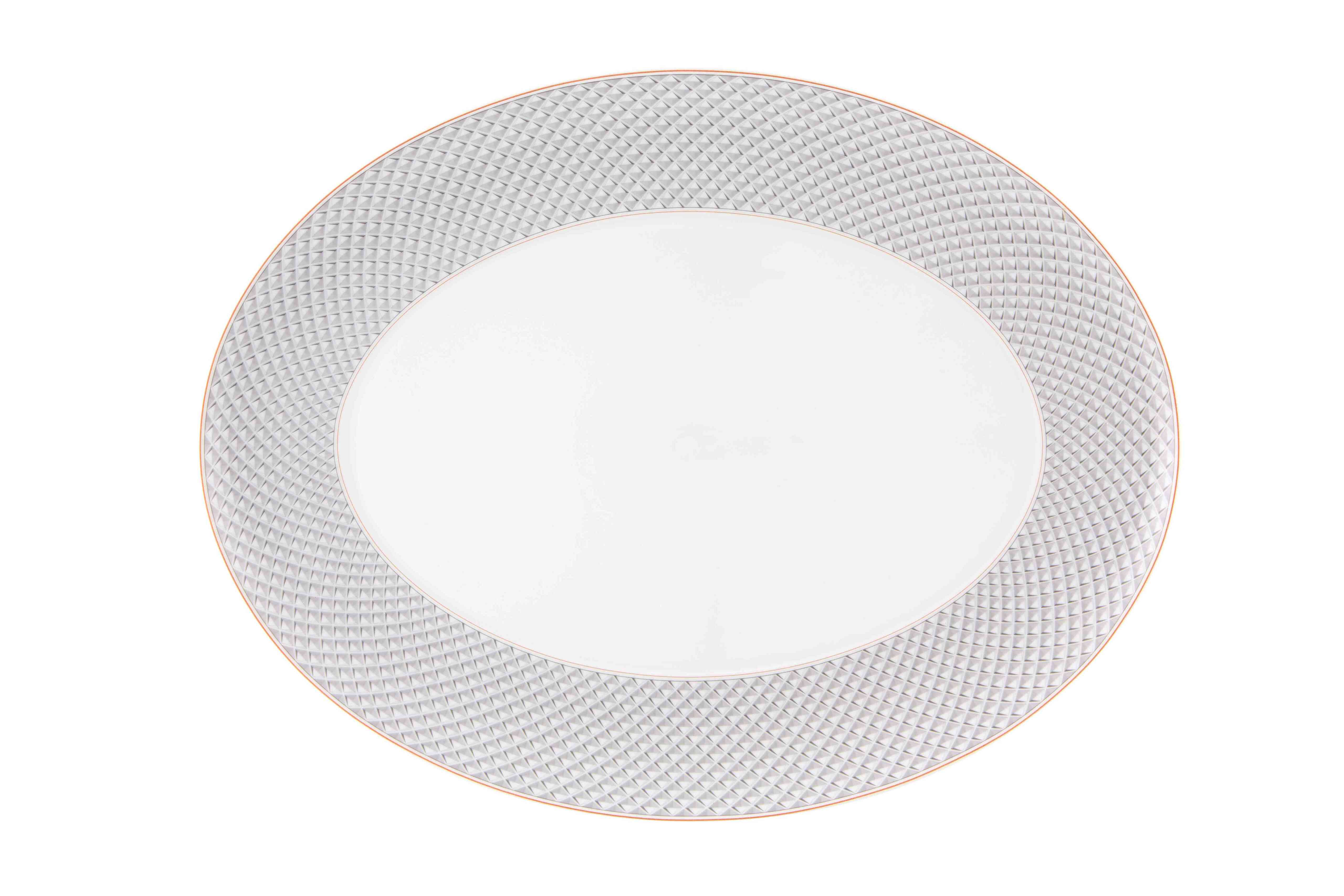  Vista Alegre Maya Large Oval Platter - Grey/White - Bonton