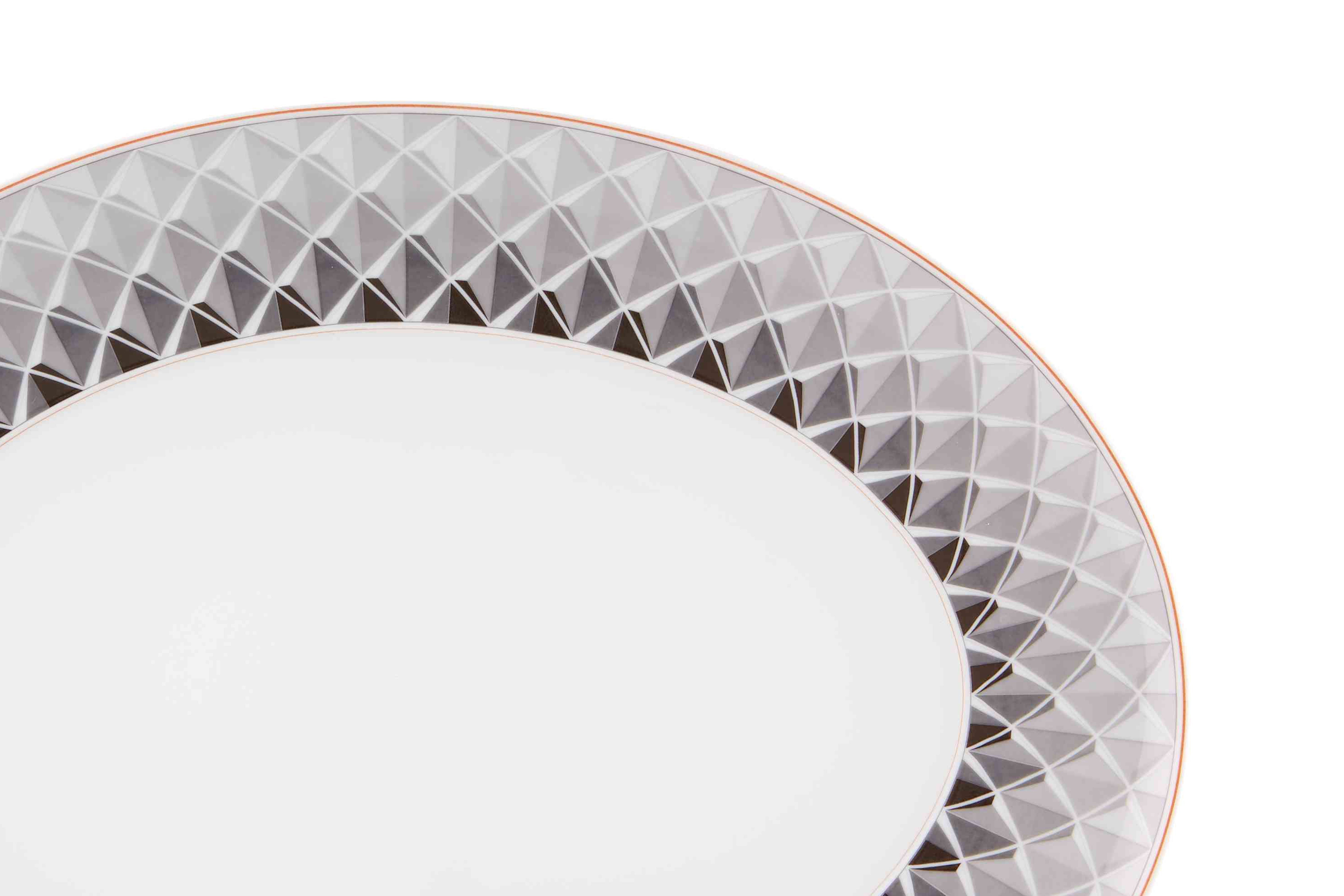  Vista Alegre Maya Small Oval Platter - Grey/White - Bonton