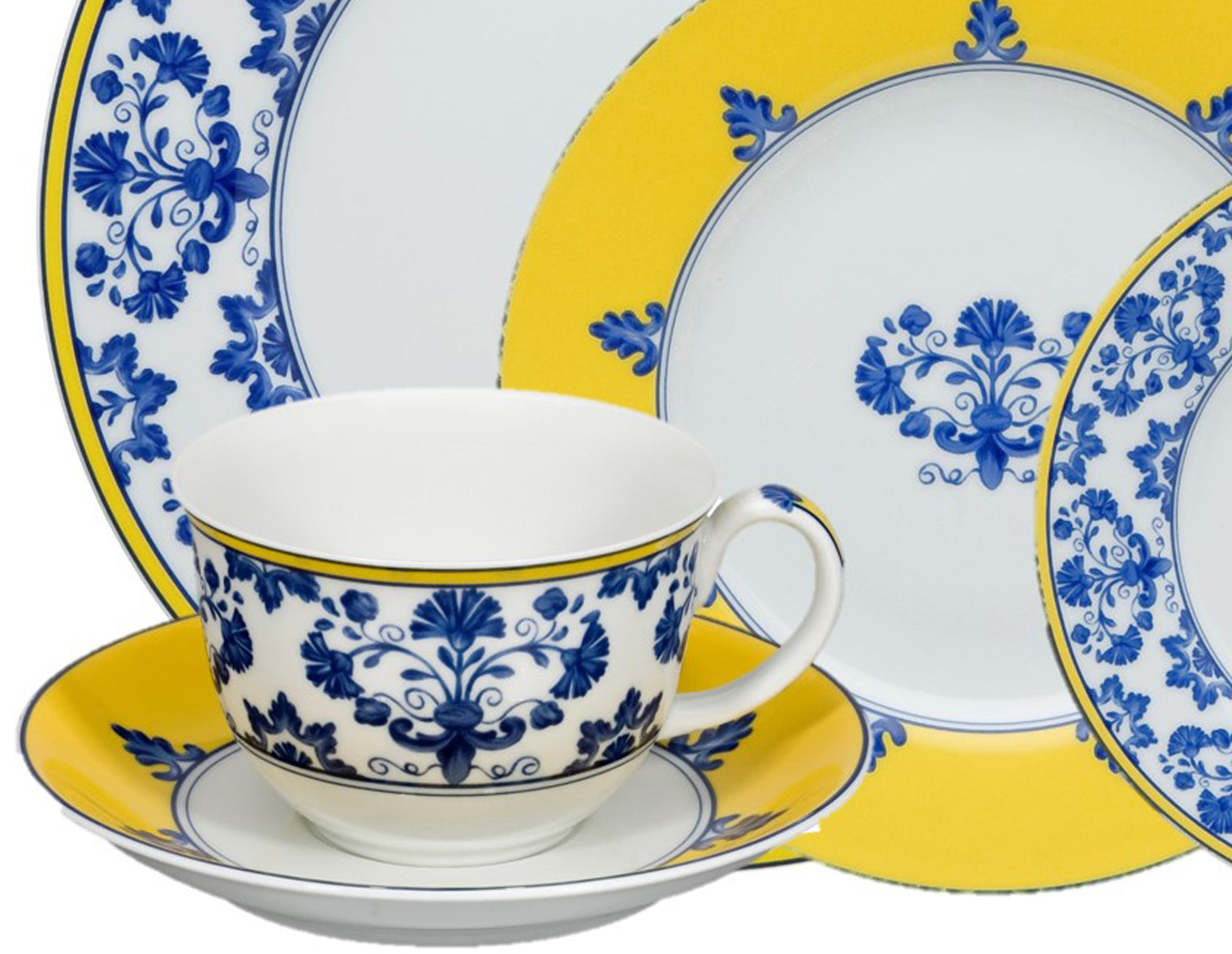  Vista Alegre Castelo Branco 5 Piece Place Setting - Blue/White/Yellow - Bonton