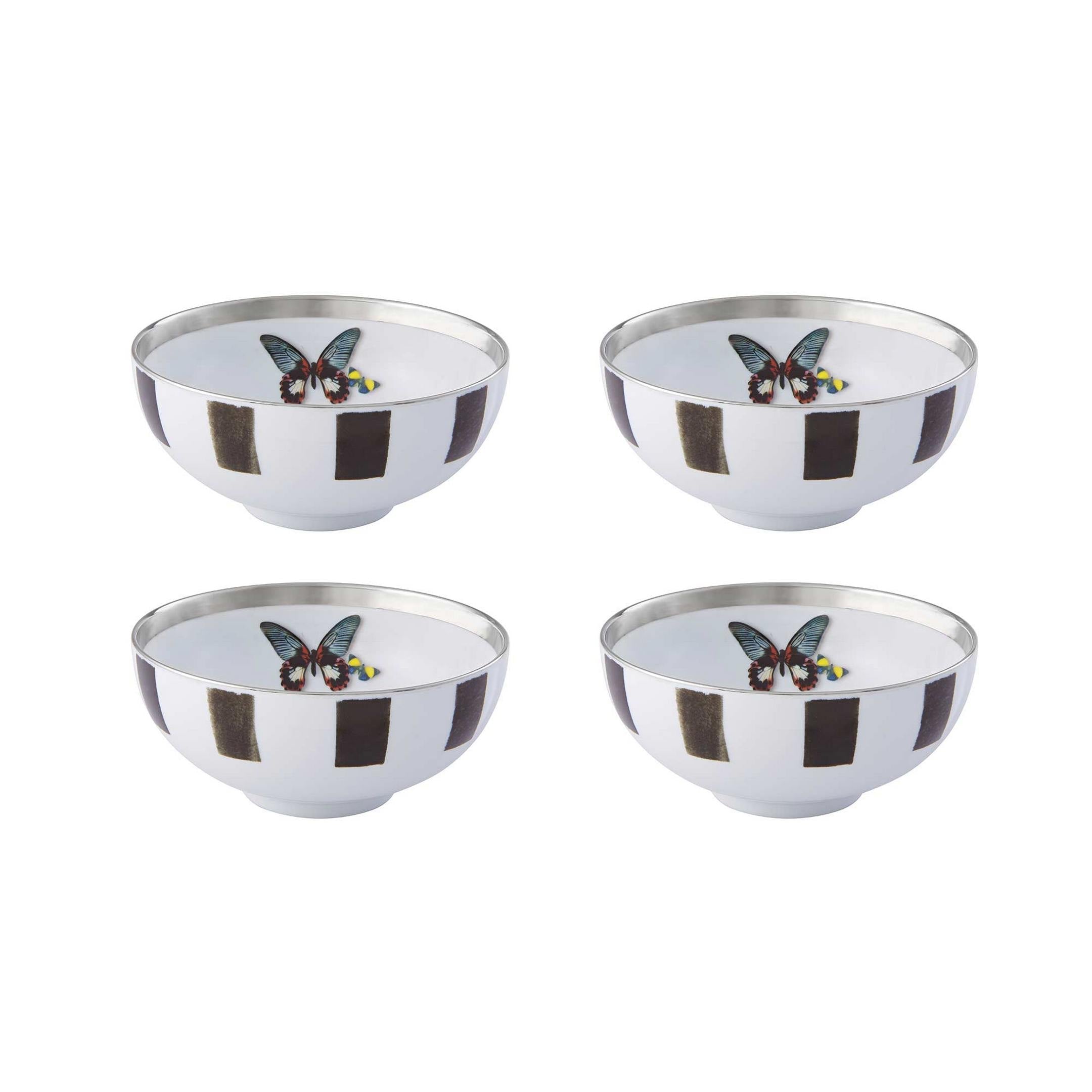  Christian Lacroix by Vista Alegre Sol Y Sombra Soup Bowls Set of 4 - Black/White - Bonton