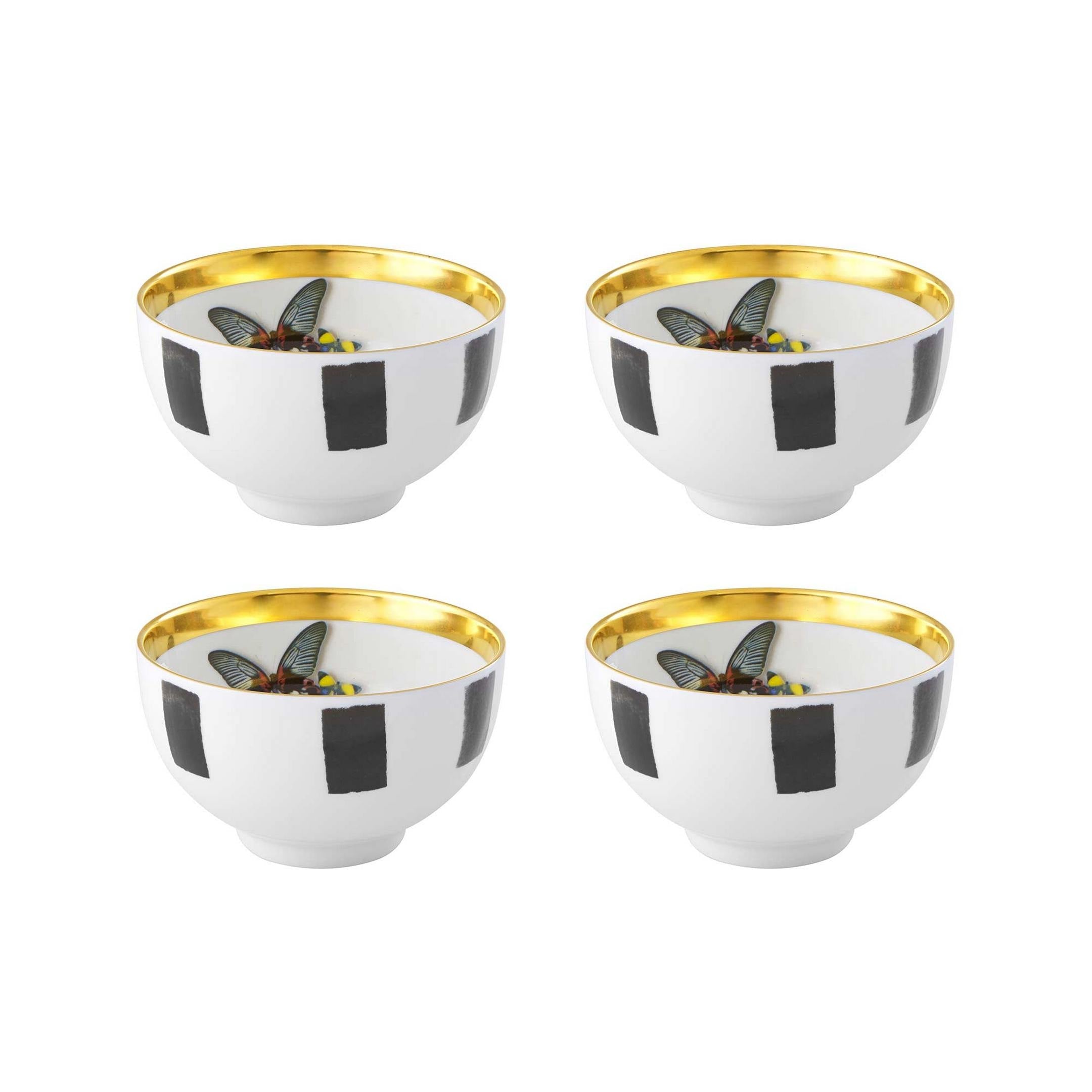  Christian Lacroix by Vista Alegre Sol Y Sombra Rice Bowls Set of 4 - Black/White - Bonton