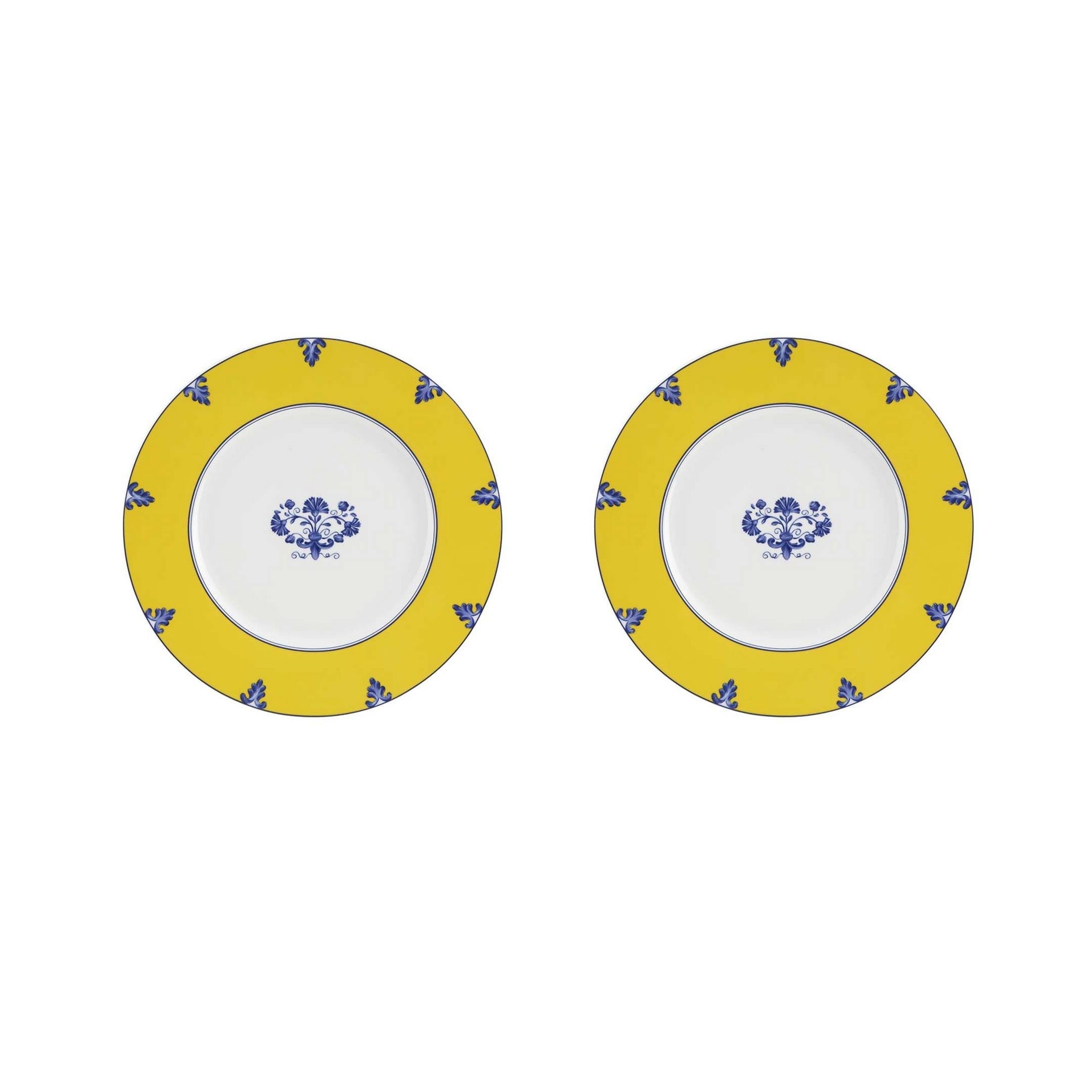  Vista Alegre Castelo Branco Charger Plates Set of 2 - Blue/White/Yellow - Bonton