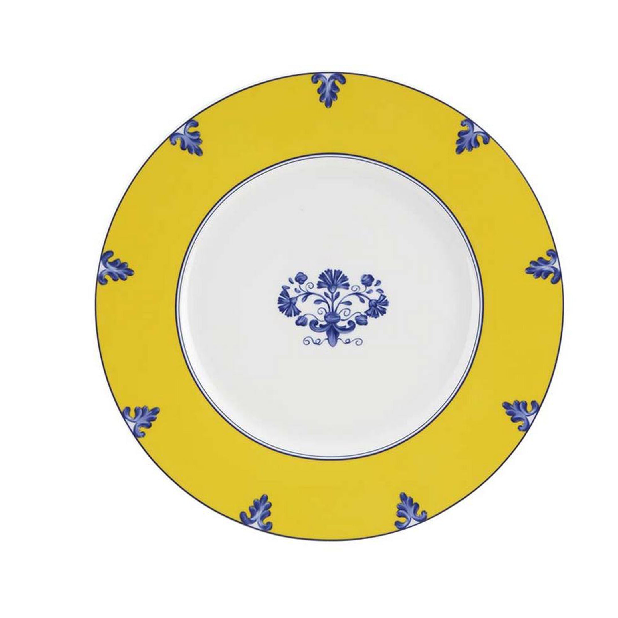  Vista Alegre Castelo Branco Charger Plates Set of 2 - Blue/White/Yellow - Bonton