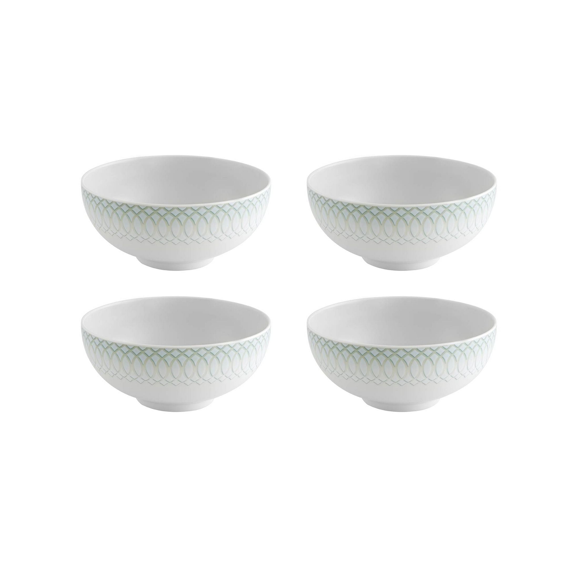  Vista Alegre Venezia Soup Bowls Set of 4 - Aqua/White - Bonton