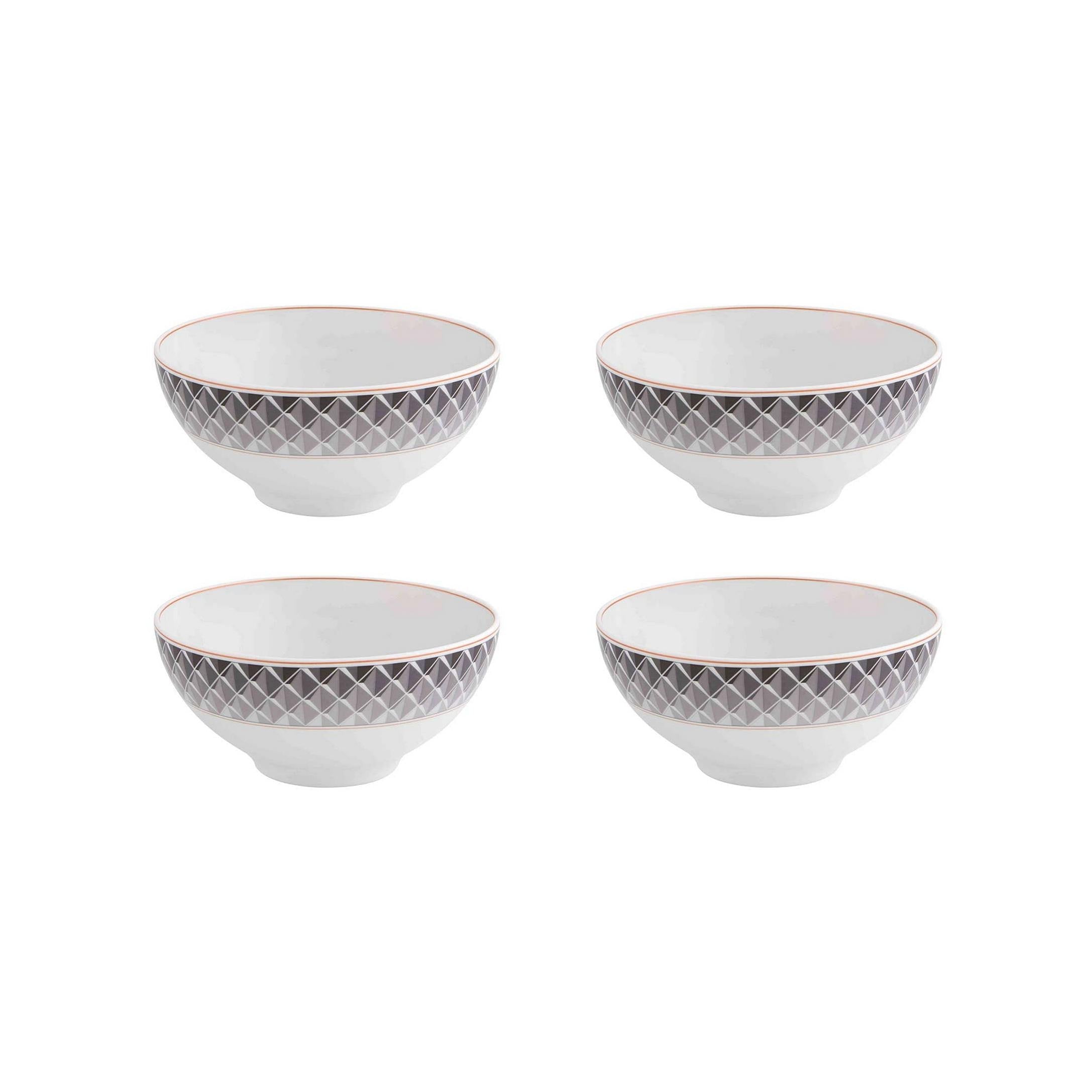  Vista Alegre Maya Cereal Bowls Set of 4 - Grey/White - Bonton