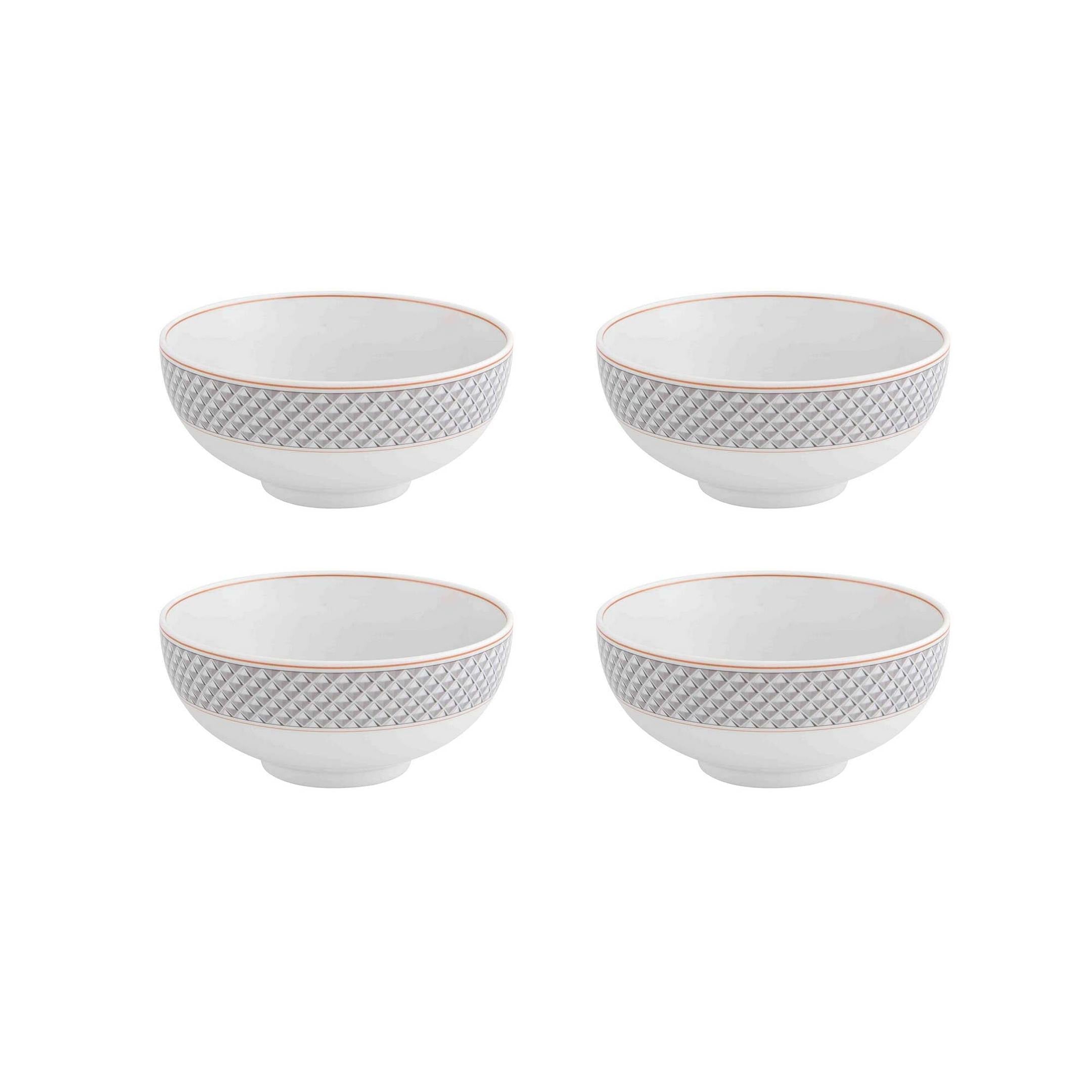  Vista Alegre Maya Soup Bowls Set of 4 - Grey/White - Bonton