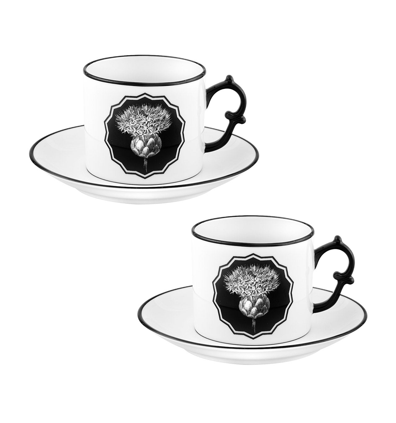  Christian Lacroix by Vista Alegre Herbariae Tea Cups & Saucer Set of 2 - Pink/Peacock - Bonton