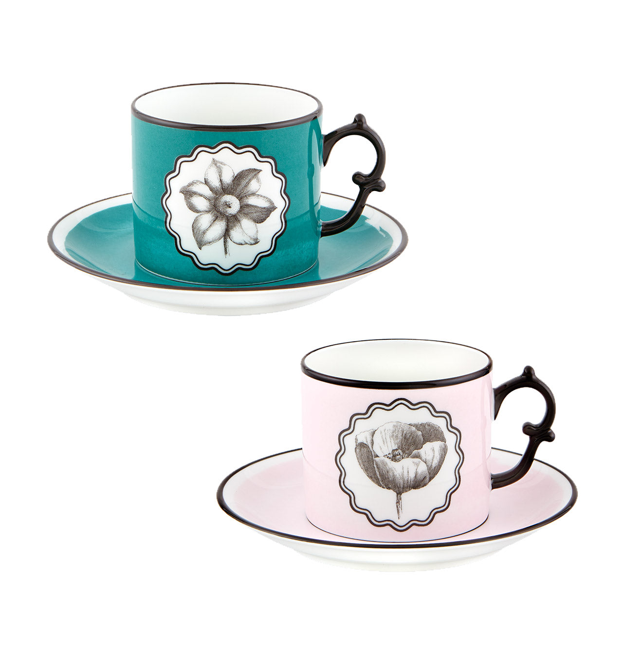  Christian Lacroix by Vista Alegre Herbariae Tea Cups & Saucer Set of 2 - White - Bonton