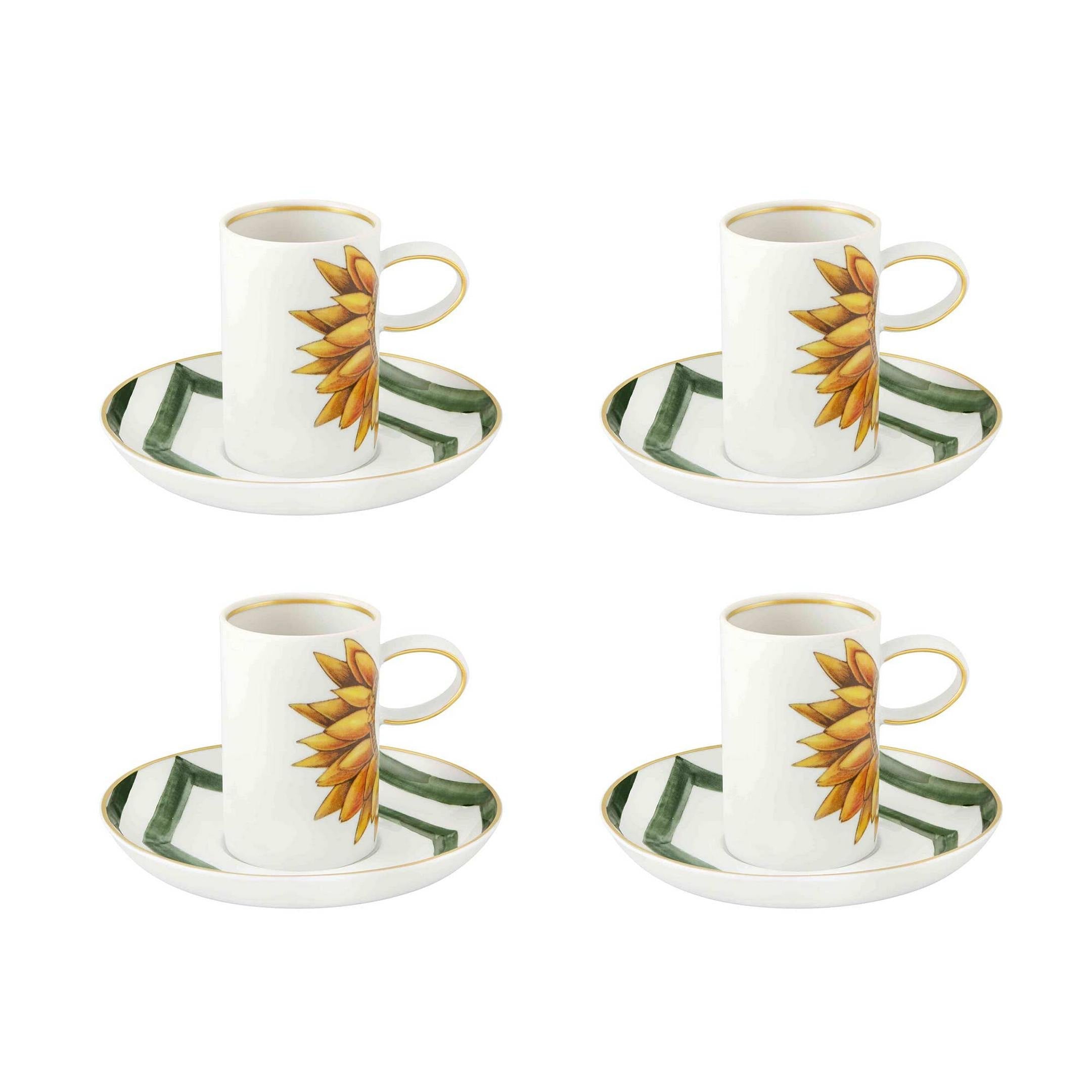  Vista Alegre Amazonia Coffee Cups & Saucers Set of 4 - Multi - Bonton