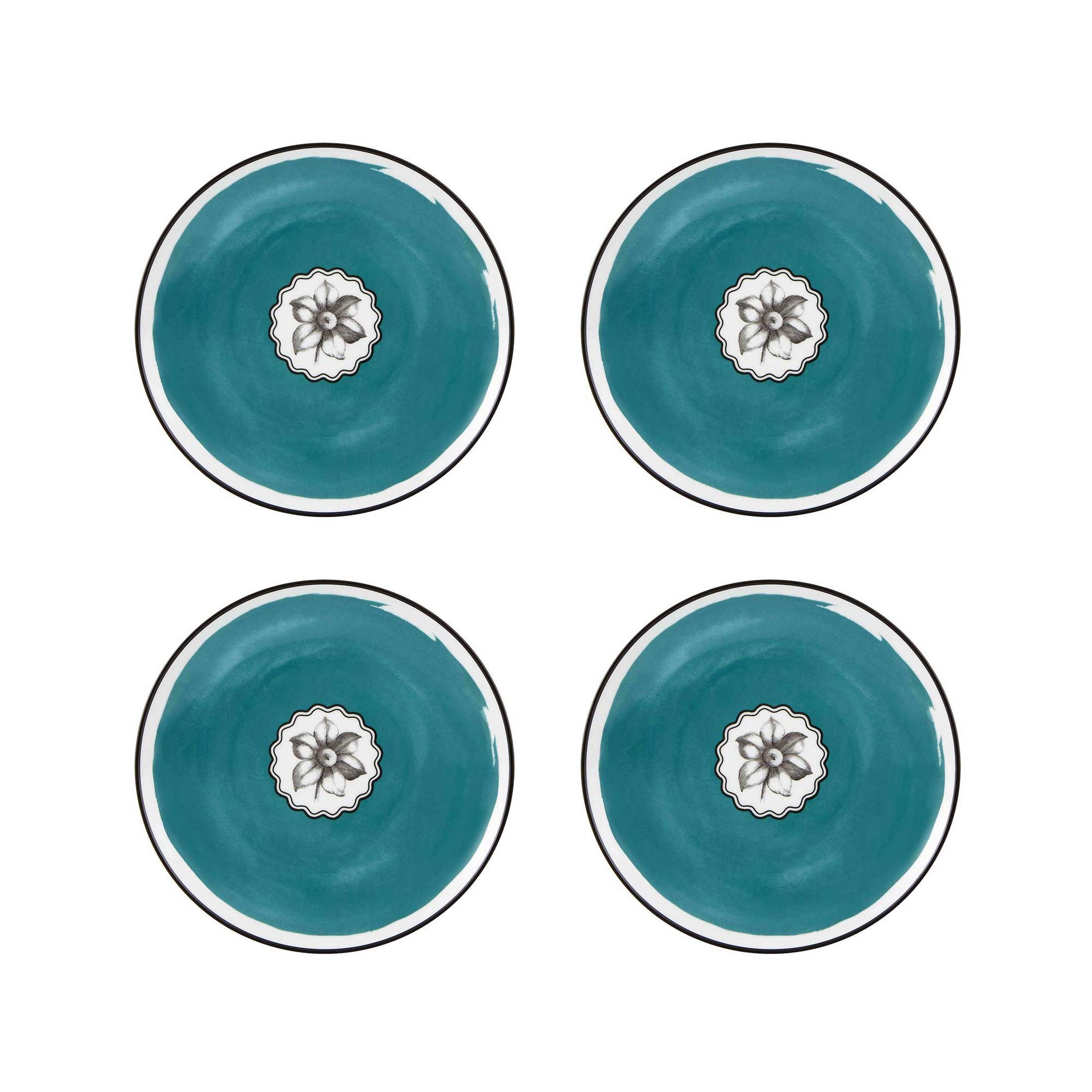  Christian Lacroix by Vista Alegre Herbariae Dessert Plates Set of 4 - Black - Bonton