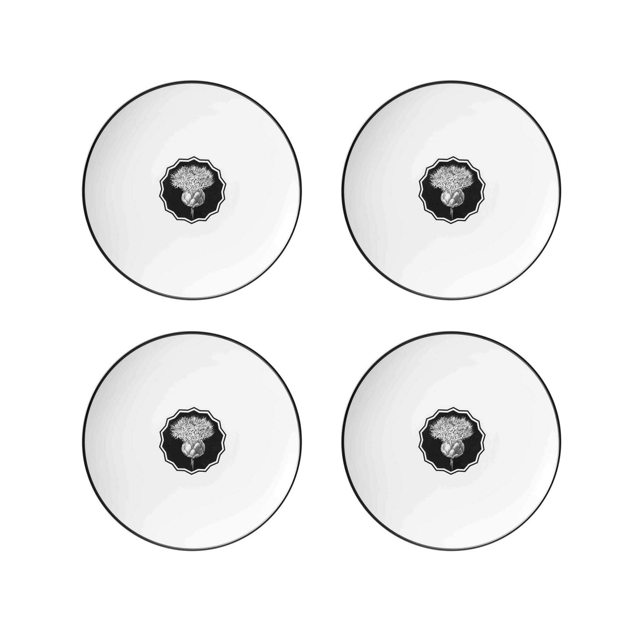  Christian Lacroix by Vista Alegre Herbariae Dessert Plates Set of 4 - Black - Bonton