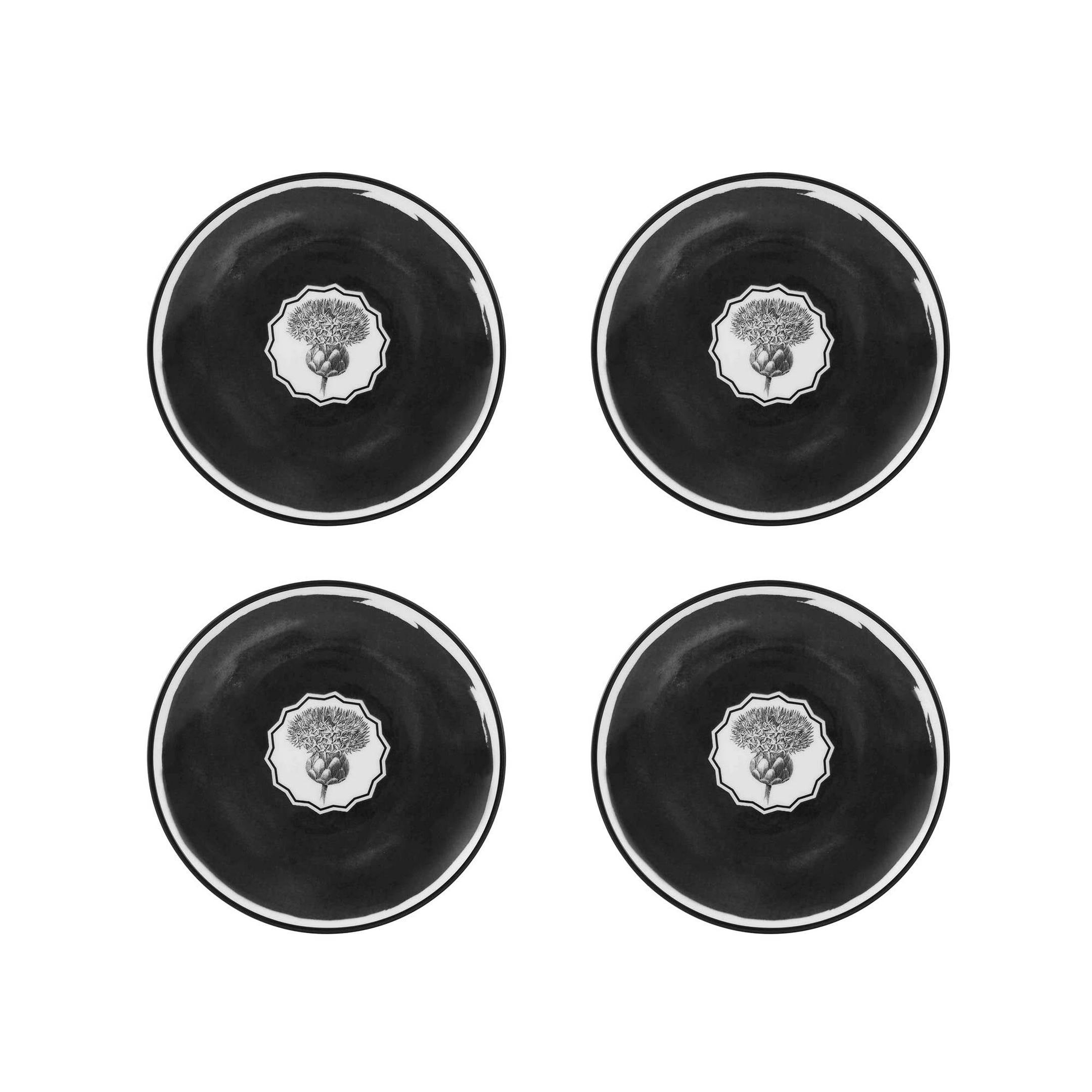  Christian Lacroix by Vista Alegre Herbariae Butter Dishes Set of 4 - Black/White - Bonton