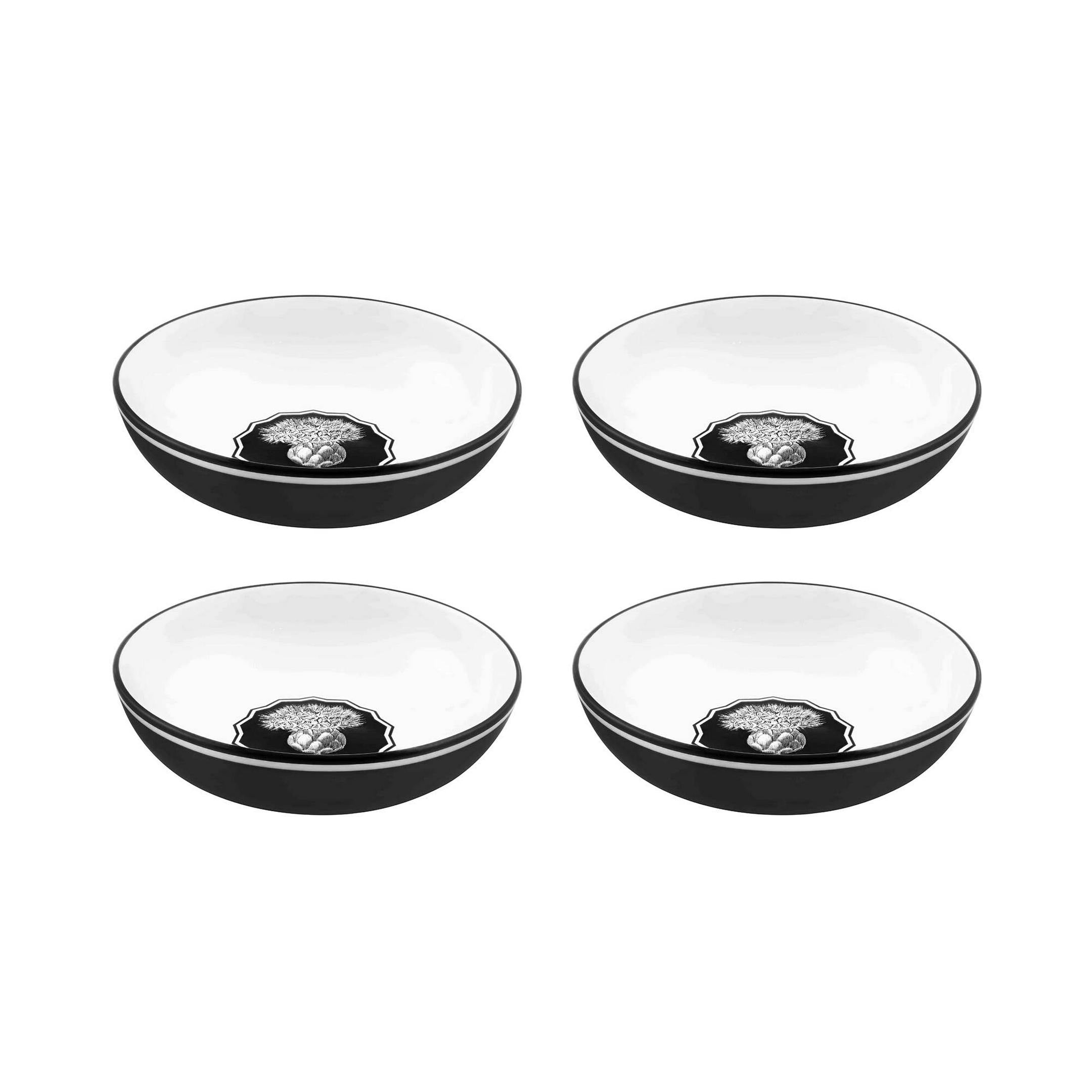  Christian Lacroix by Vista Alegre Herbariae Cereal Bowls Set of 4 - Black/White - Bonton