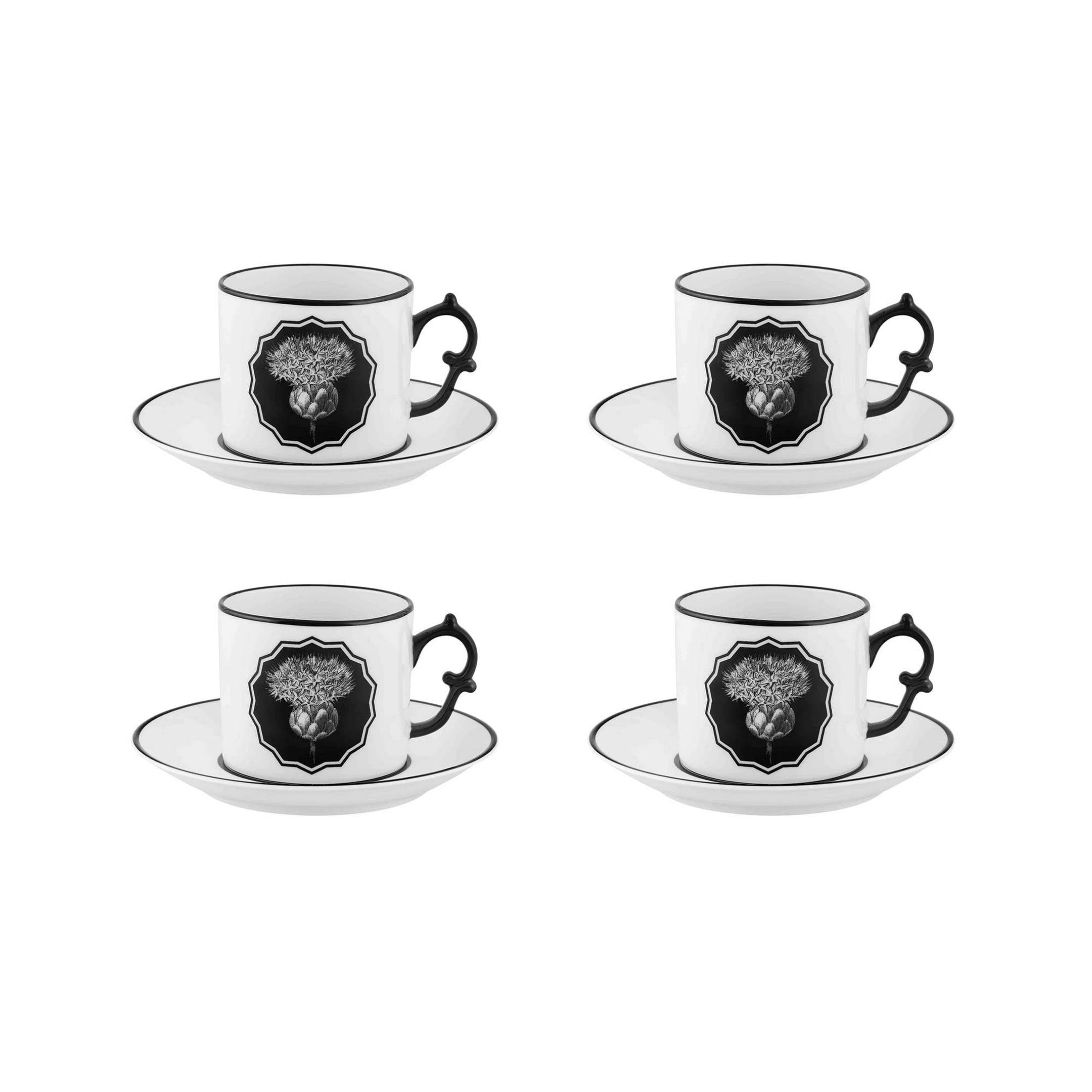  Christian Lacroix by Vista Alegre Herbariae Tea Cups & Saucers Set of 4 - Peacock - Bonton