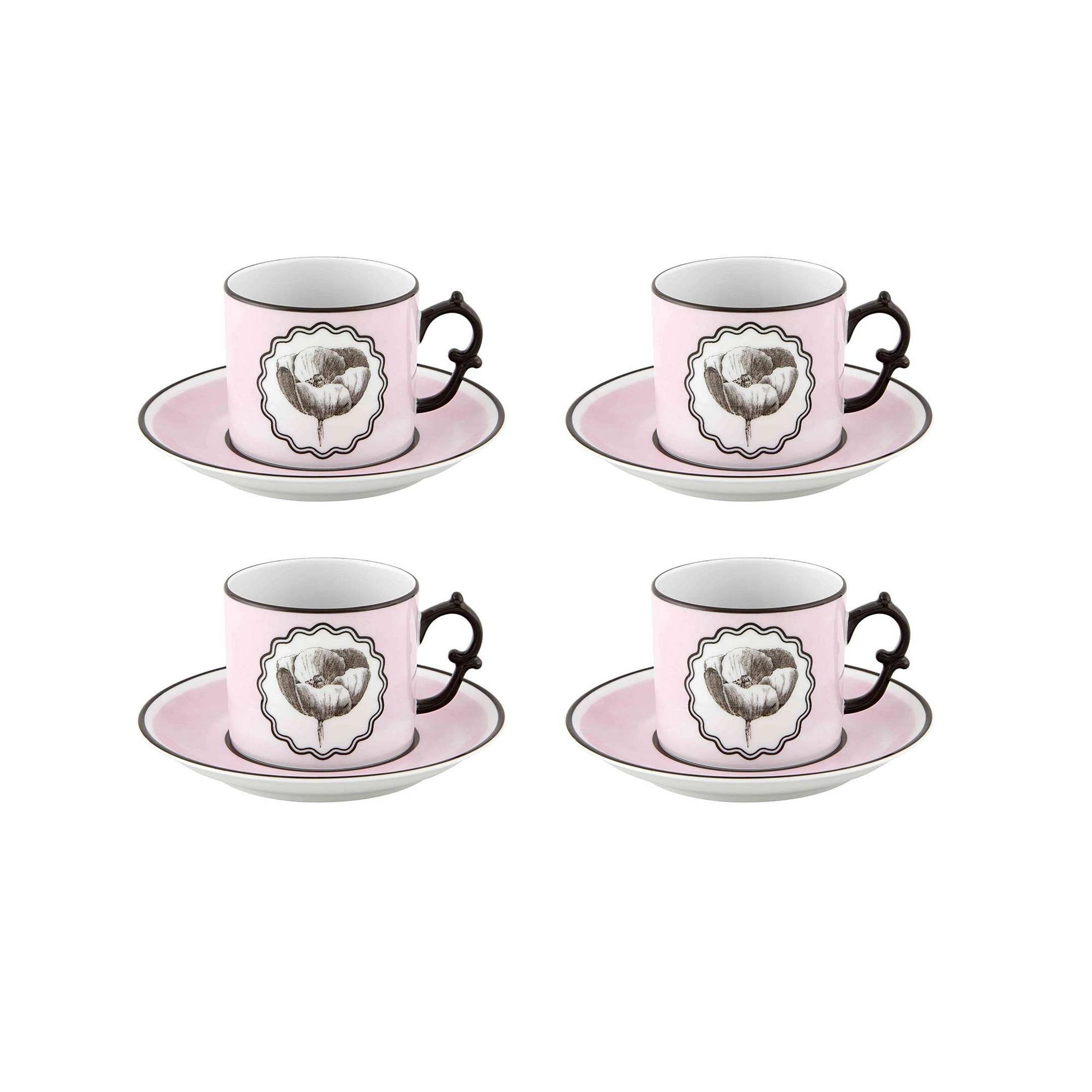  Christian Lacroix by Vista Alegre Herbariae Tea Cups & Saucers Set of 4 - Peacock - Bonton