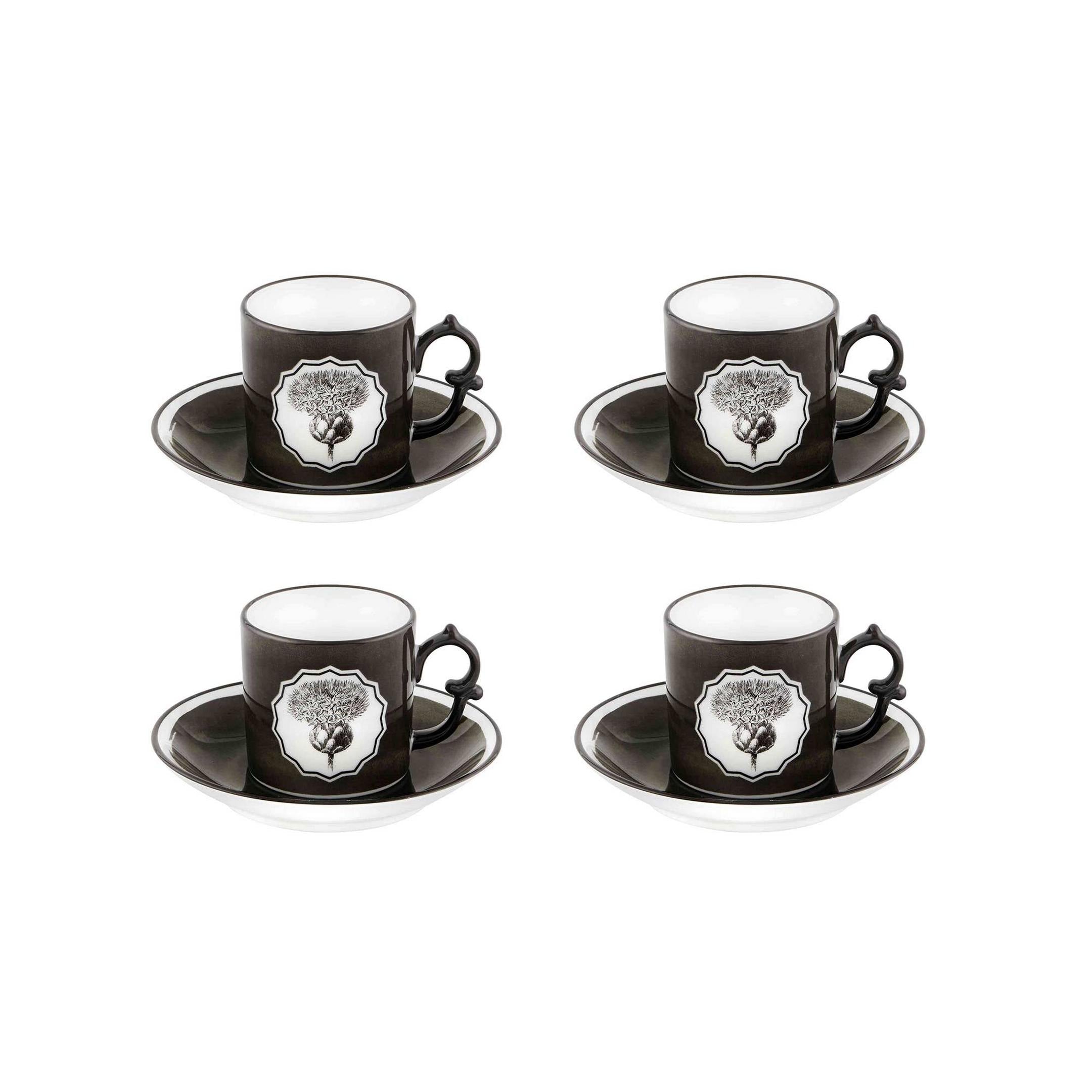  Christian Lacroix by Vista Alegre Herbariae Coffee Cups & Saucers Set of 4 - Yellow - Bonton