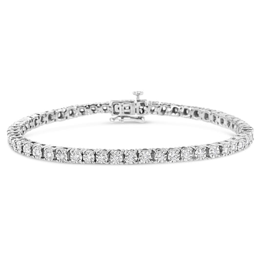 .925 Sterling Silver 1/2 Cttw Lab Grown Diamond Illusion-Set Miracle Plate Tennis Bracelet (G-H Color, Si1-Si2 Clarity) - Size 7.25"