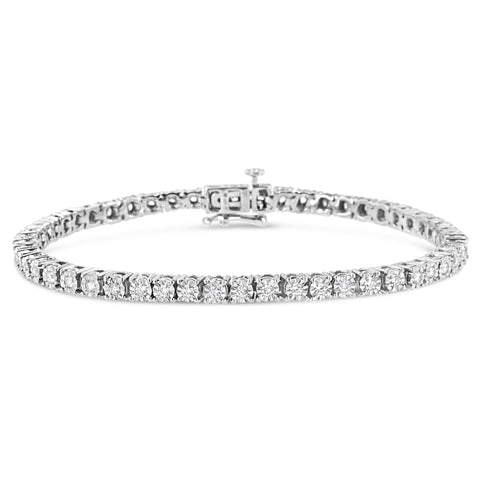 .925 Sterling Silver 1/2 Cttw Lab Grown Diamond Illusion-Set Miracle Plate Tennis Bracelet (G-H Color, Si1-Si2 Clarity) - Size 7.25"