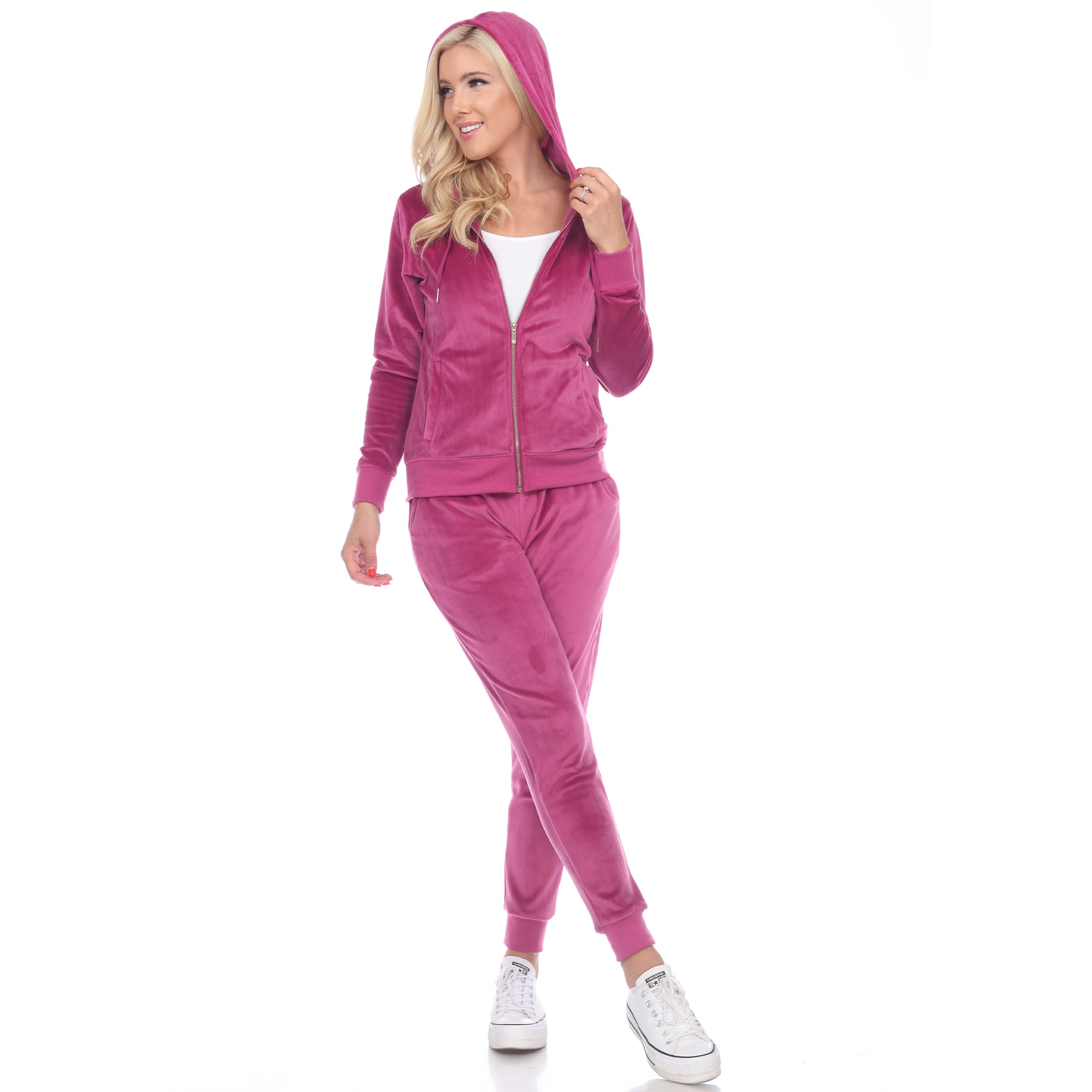  White Mark Women's 2 Piece Velour Tracksuit Set - XL - Bonton