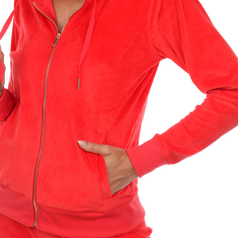 Women's 2 Piece Velour Tracksuit Set