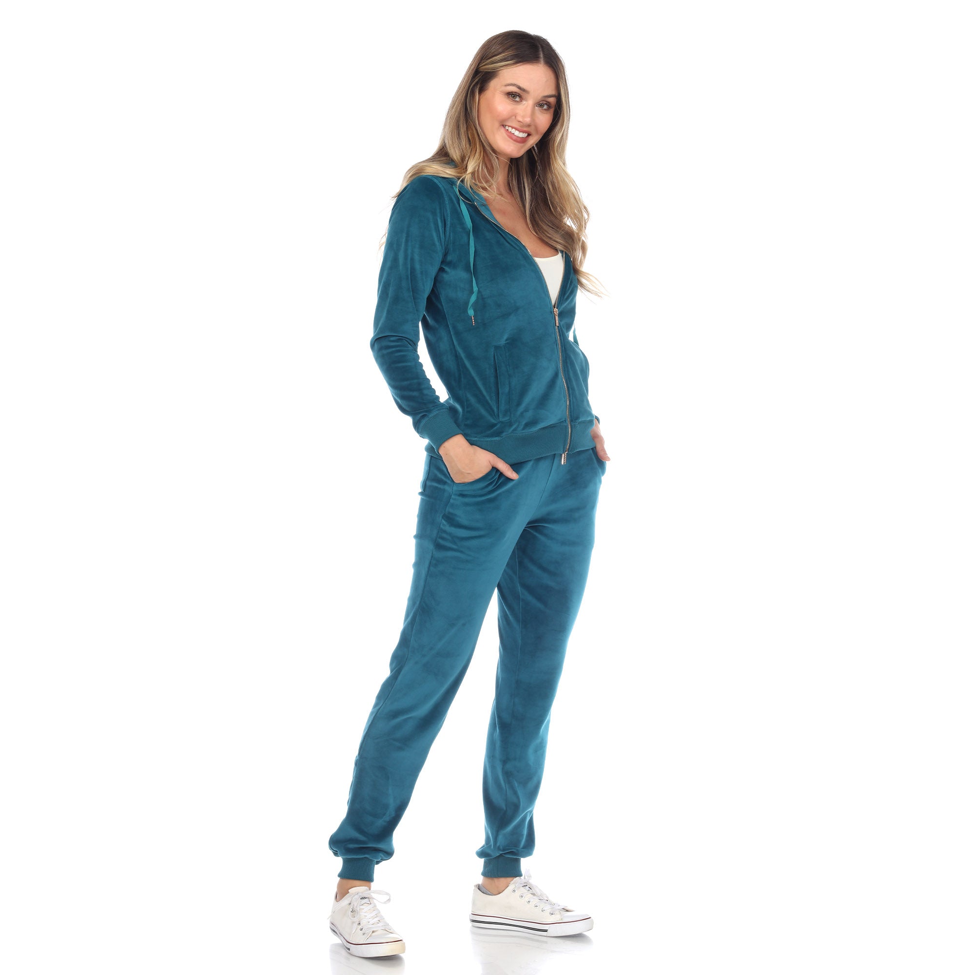  White Mark Women's 2 Piece Velour Tracksuit Set - XL - Bonton