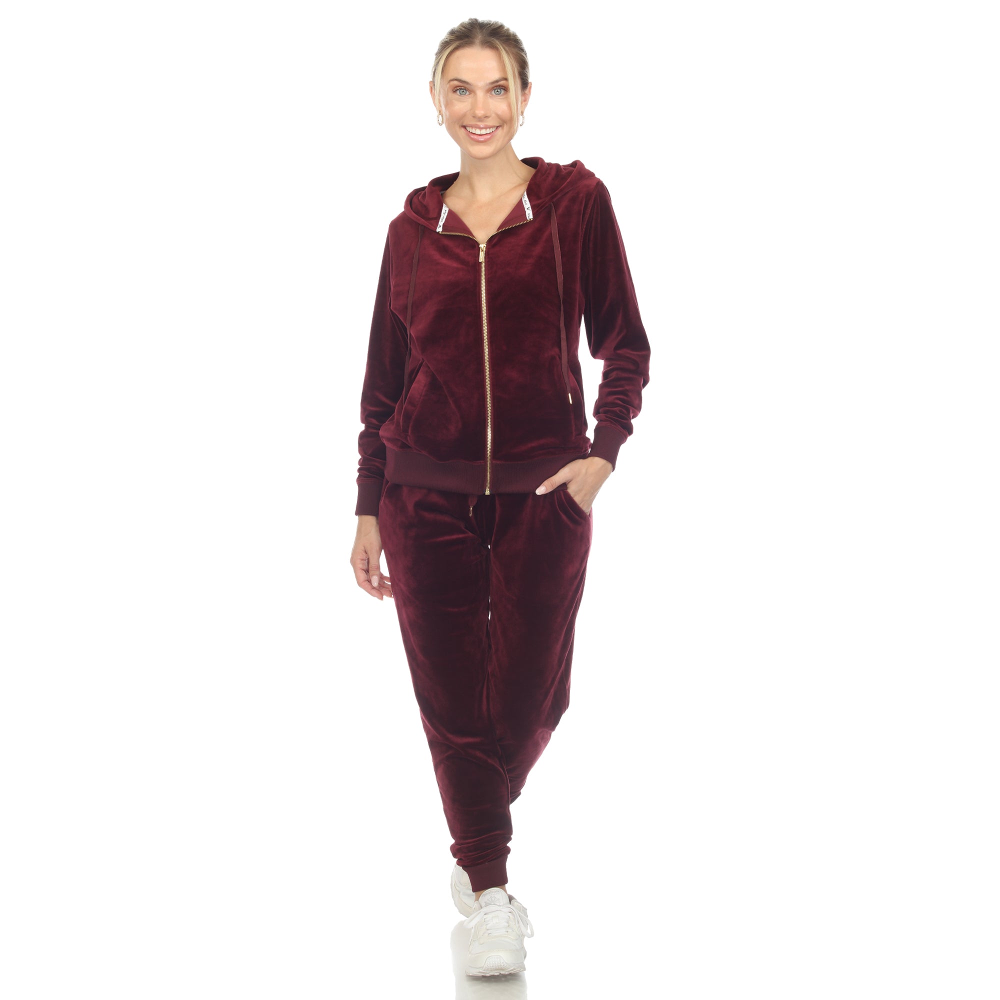  White Mark Women's 2 Piece Velour Tracksuit Set - XL - Bonton