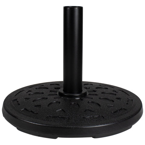 Black Flat Round Resin Base Stand for Patio Umbrella - 21lbs