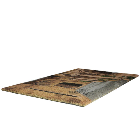 Natural Coir Brown and Green Italian Patio Design Doormat 18" X 30"